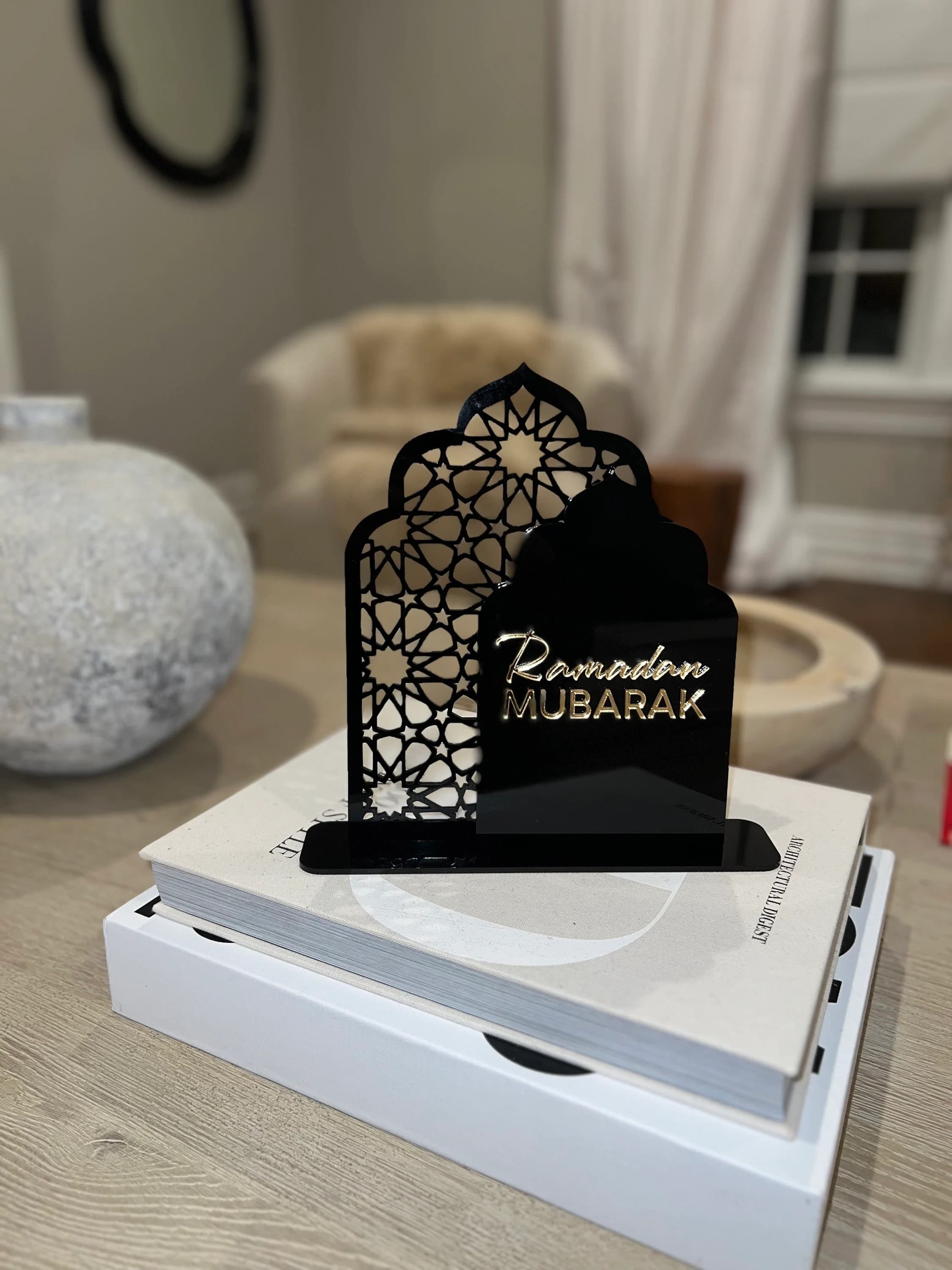 Acrylic Ramadan/Eid Mubarak Sign | Geometric Arch Table Decor - image 4