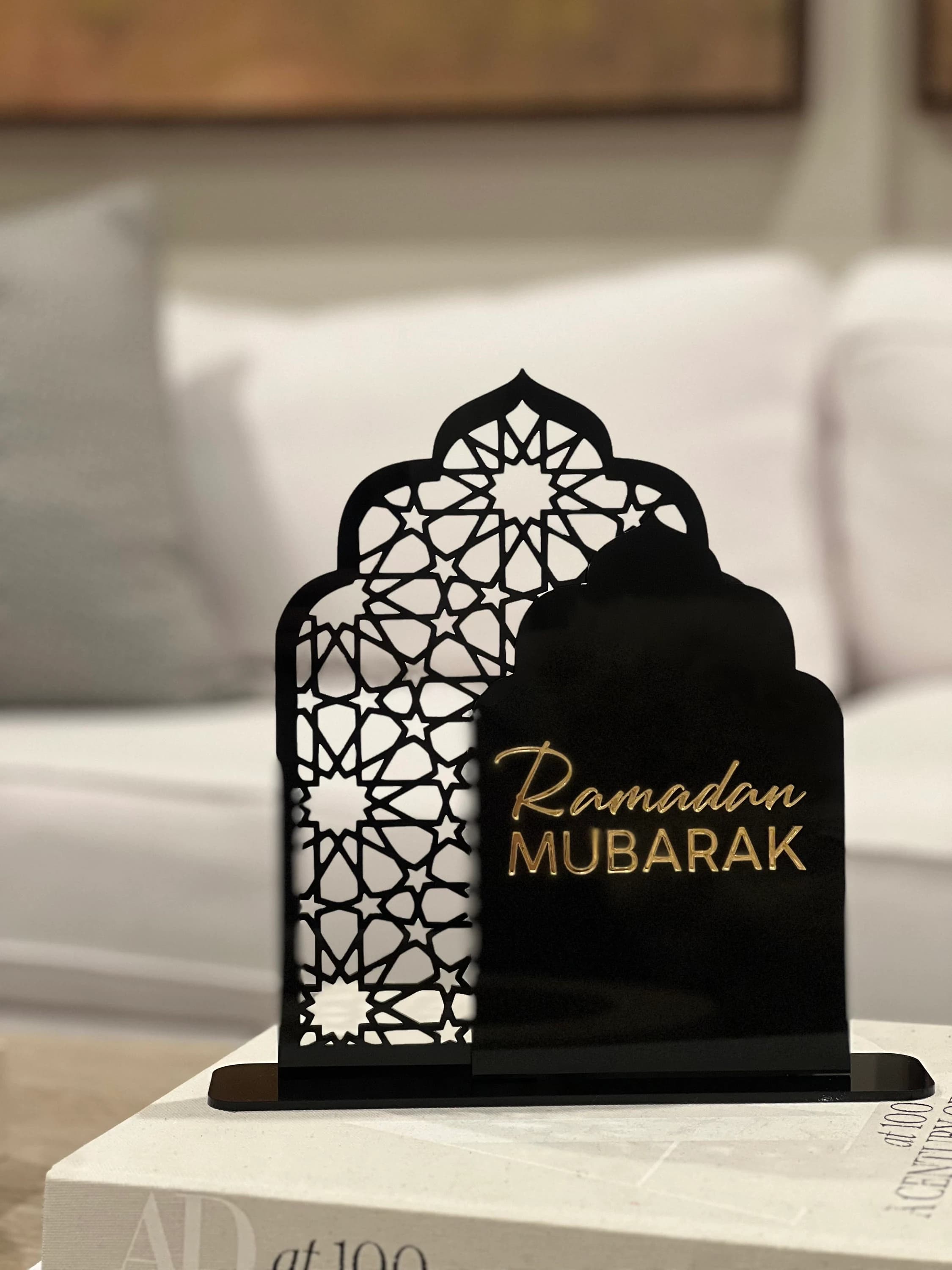 Acrylic Ramadan/Eid Mubarak Sign | Geometric Arch Table Decor - image 2
