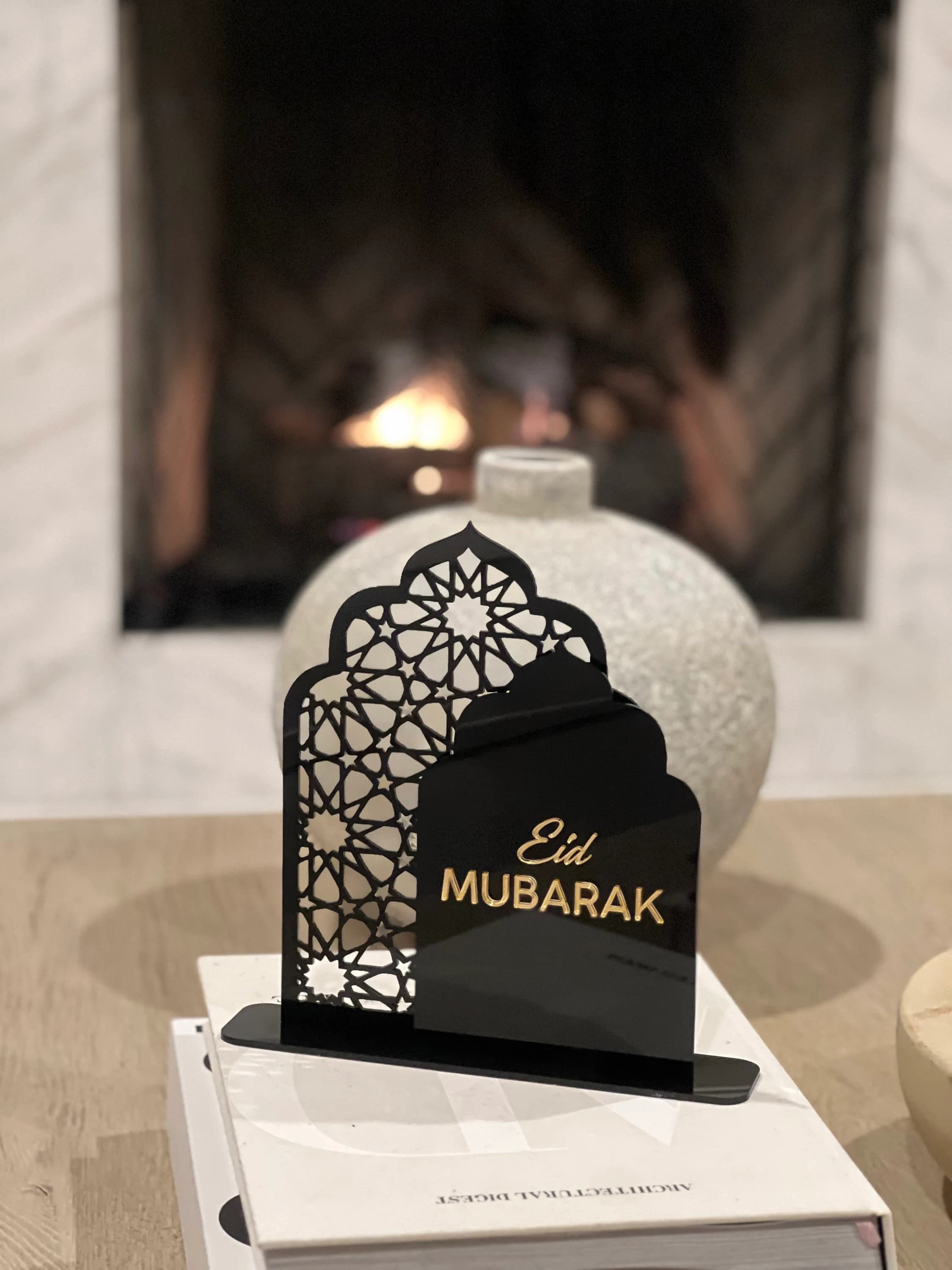 Acrylic Ramadan/Eid Mubarak Sign | Geometric Arch Table Decor - image 3