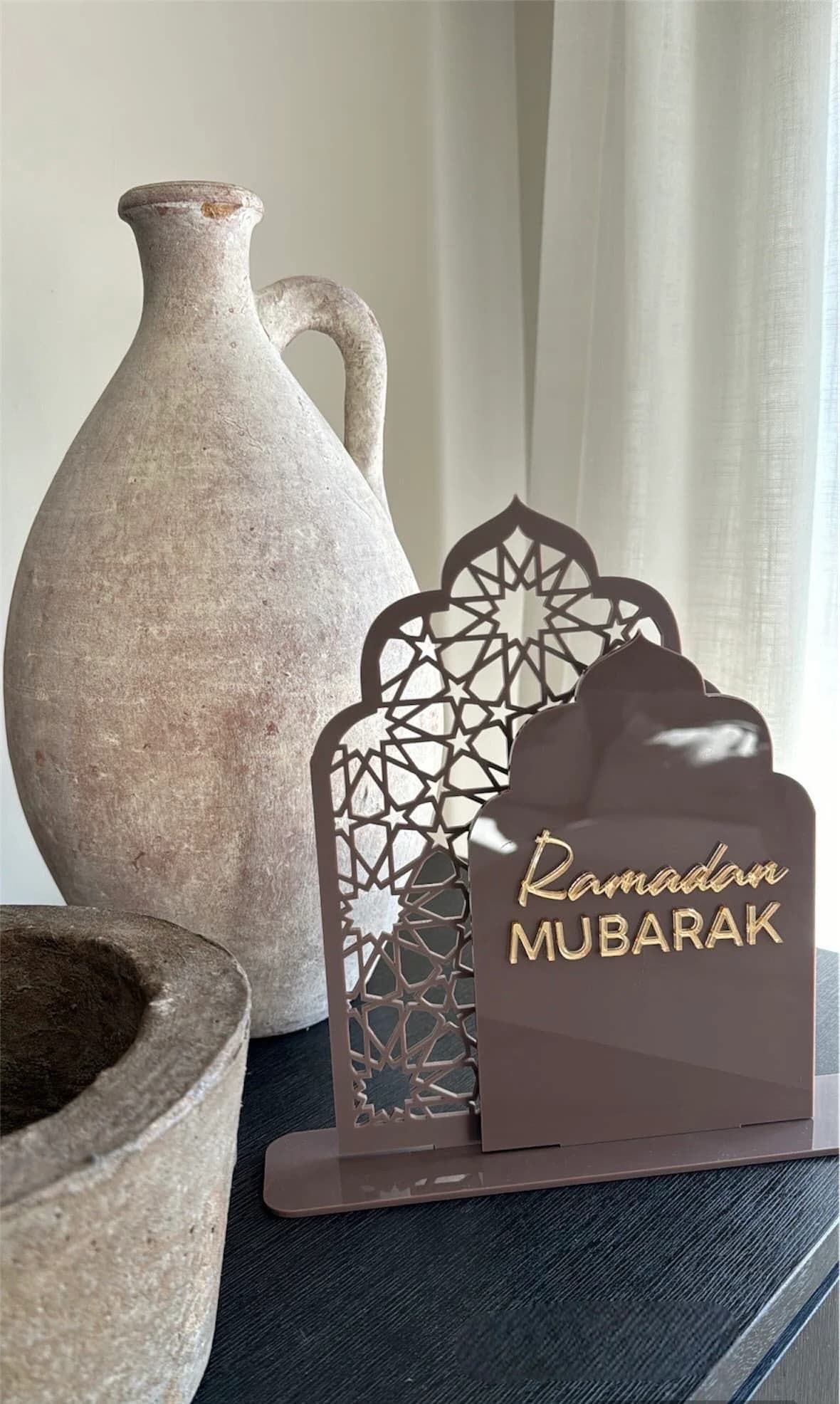 Acrylic Ramadan/Eid Mubarak Sign | Geometric Arch Table Decor