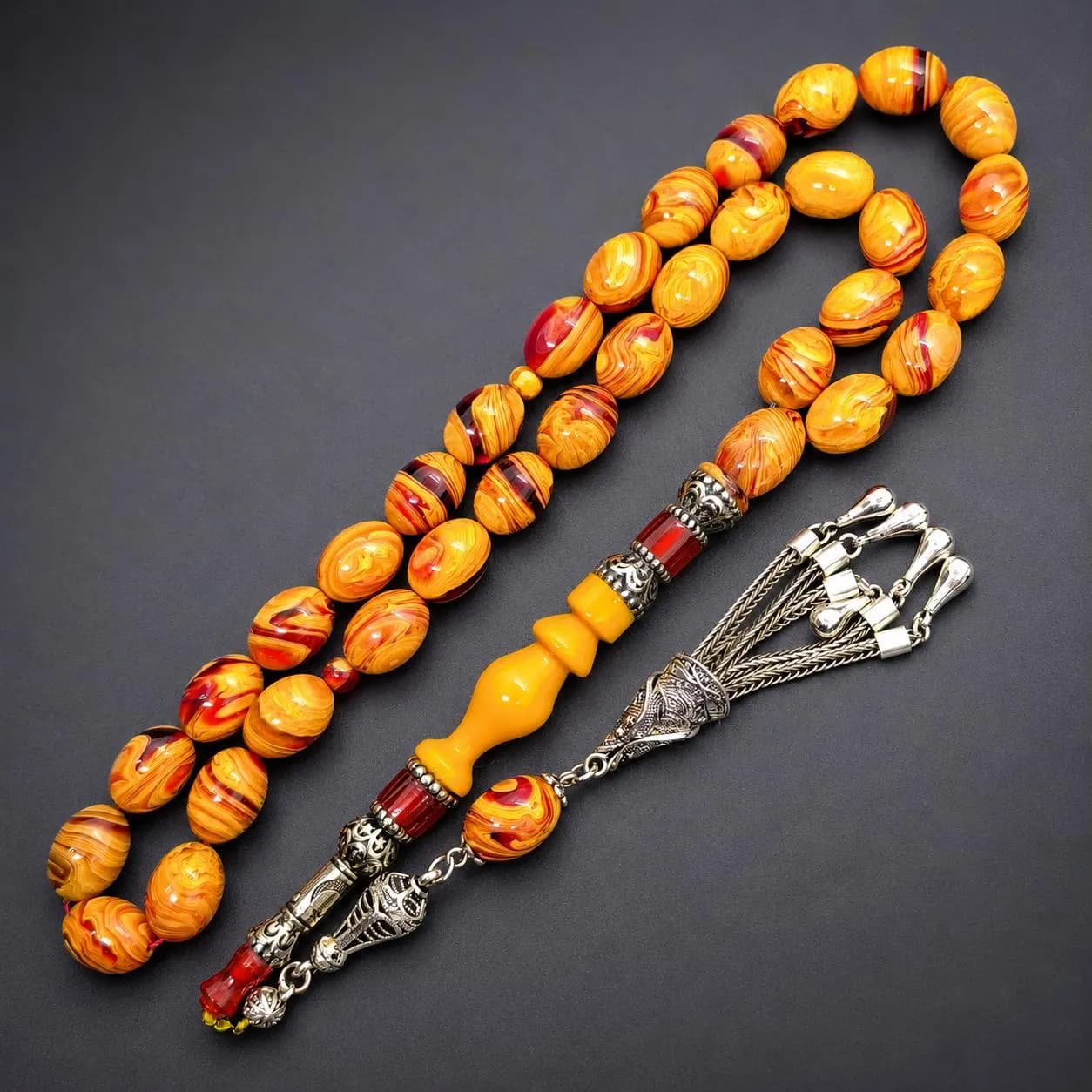 Amber Bakelite Rosary: 33-Bead Islamic Prayer Tesbih