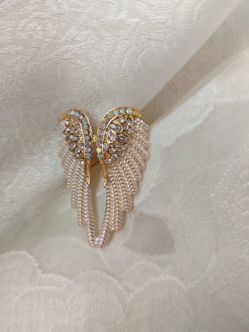 Angel WINGS Faux Diamante Pin,Birthday Present,Gold Silver Crystal Breastpin,Chic Rhinestone Fancy Brooch,Sparkly Gift-Pendant,Gift for Her - image 4