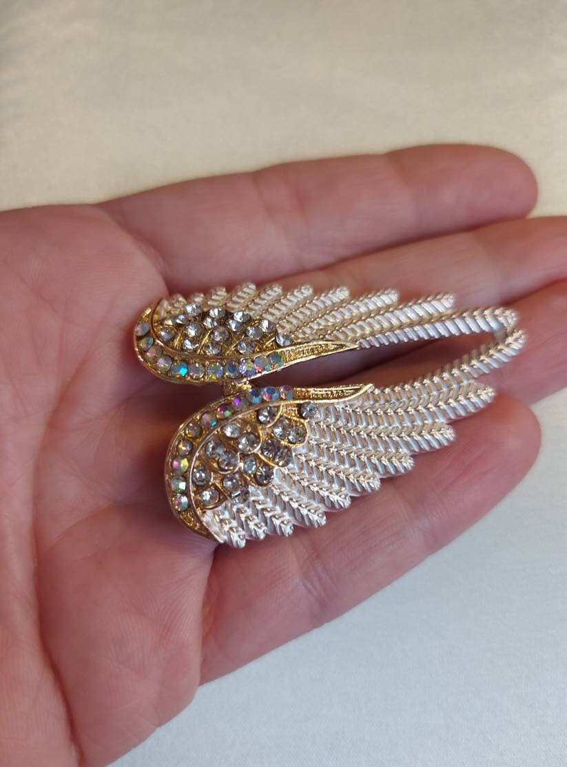 Angel WINGS Faux Diamante Pin,Birthday Present,Gold Silver Crystal Breastpin,Chic Rhinestone Fancy Brooch,Sparkly Gift-Pendant,Gift for Her - image 5