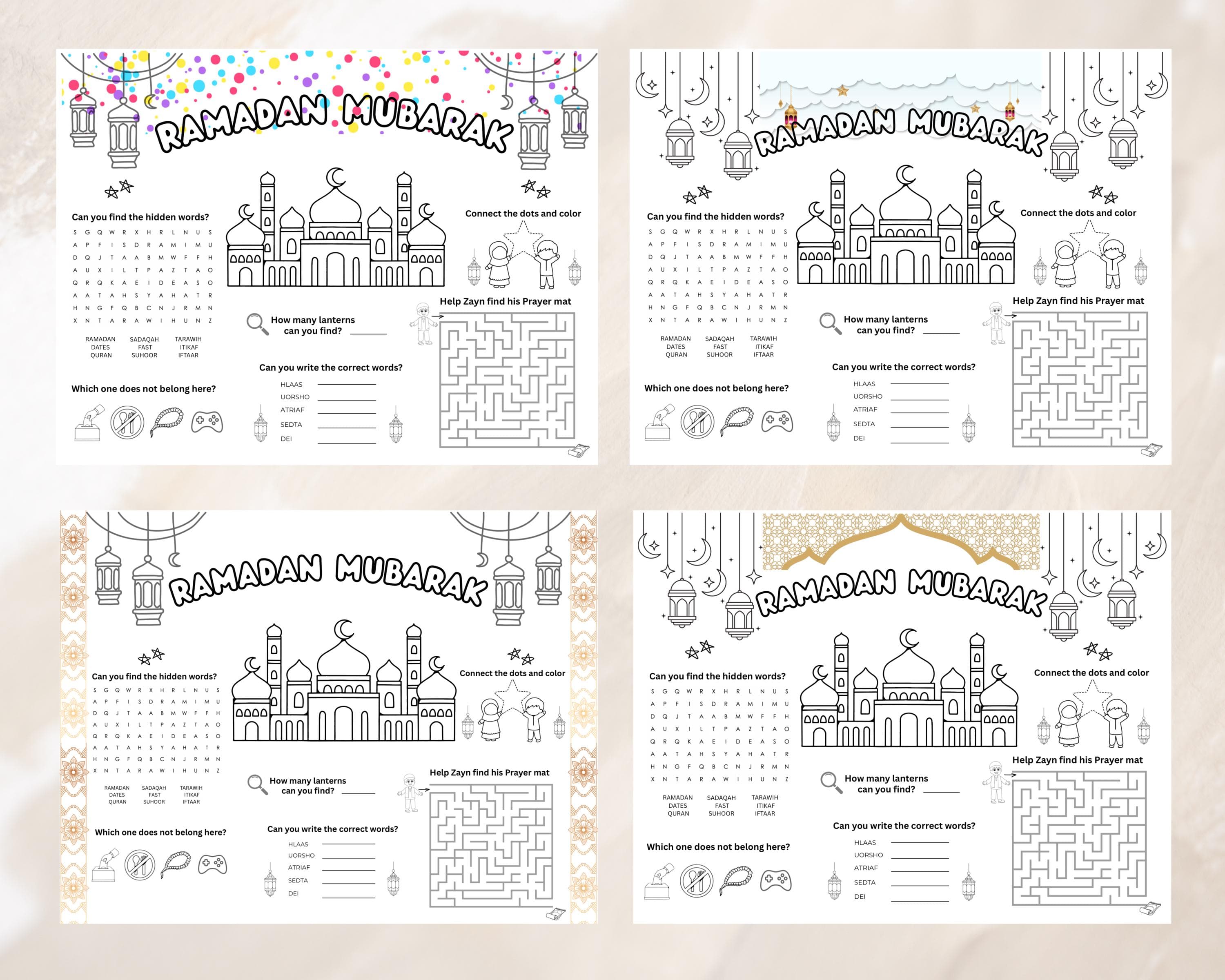 Ramadan Table Placement Activities for kids,Ramadan Activities for kids,Ramadan kids party,Ramadan goodie bag item,Ramadan favors, - image 3