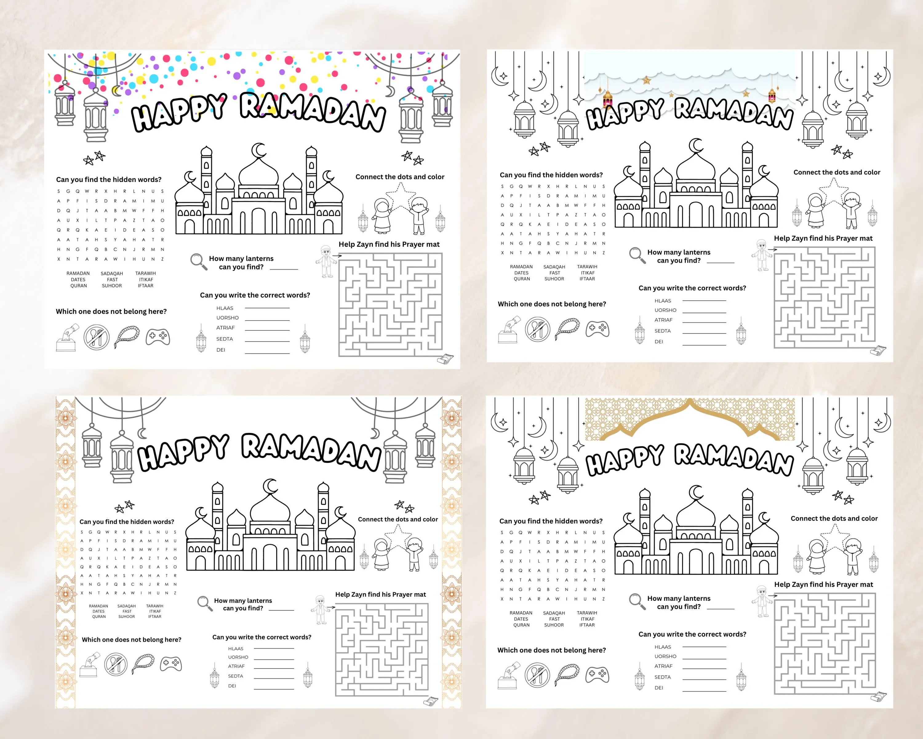 Ramadan Table Placement Activities for kids,Ramadan Activities for kids,Ramadan kids party,Ramadan goodie bag item,Ramadan favors, - image 4