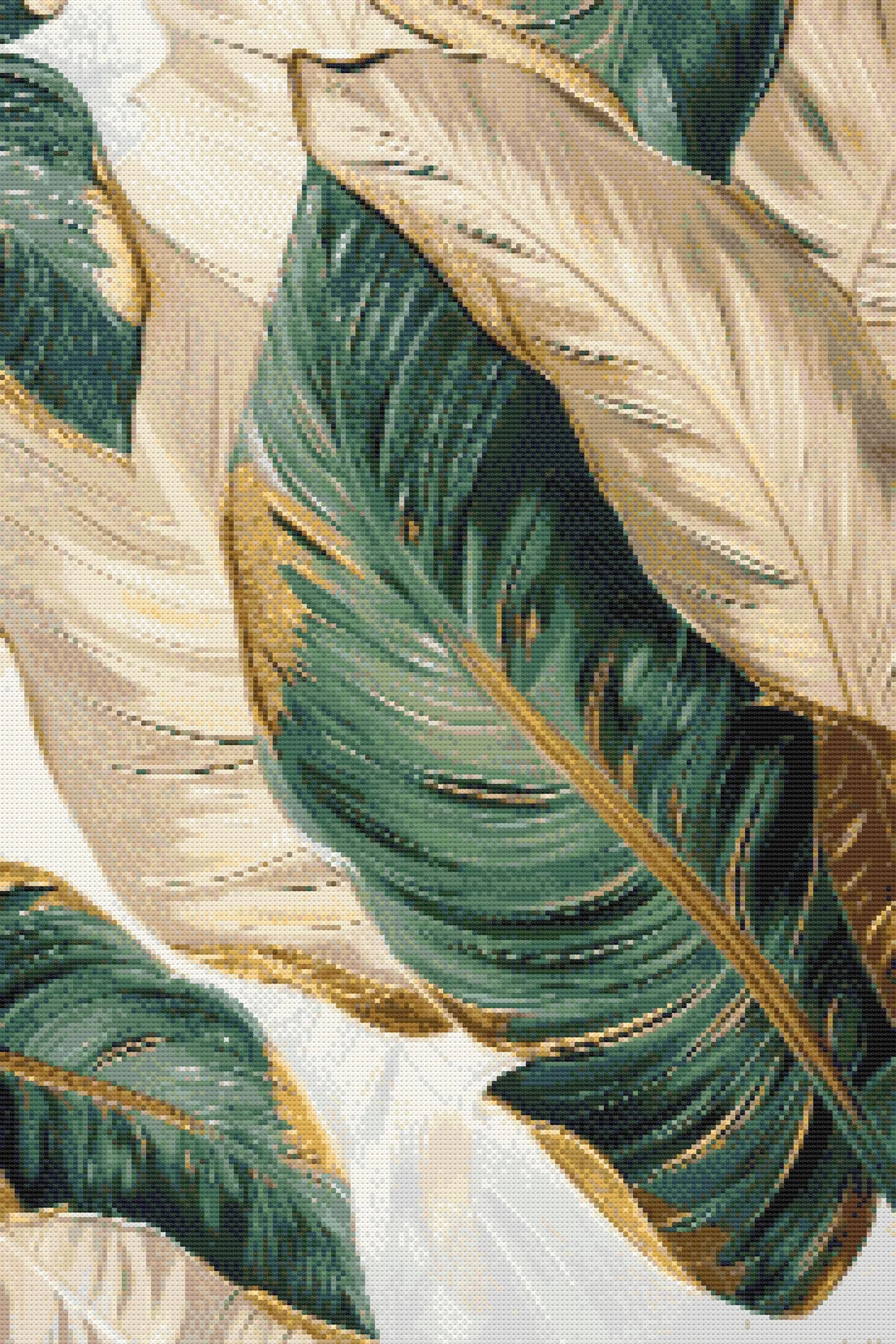 Gold Banana Leaves Cross Stitch Pattern | Tropical Botanical (PDF) - image 3