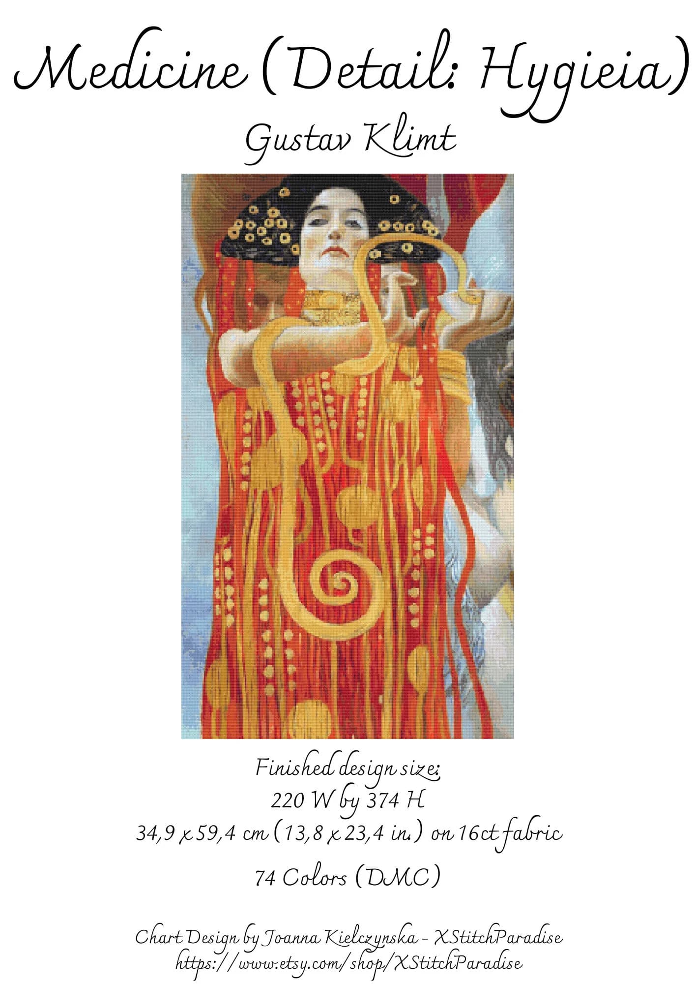 G. Klimt's Medicine (Hygieia) Cross Stitch Pattern (PDF) - image 5