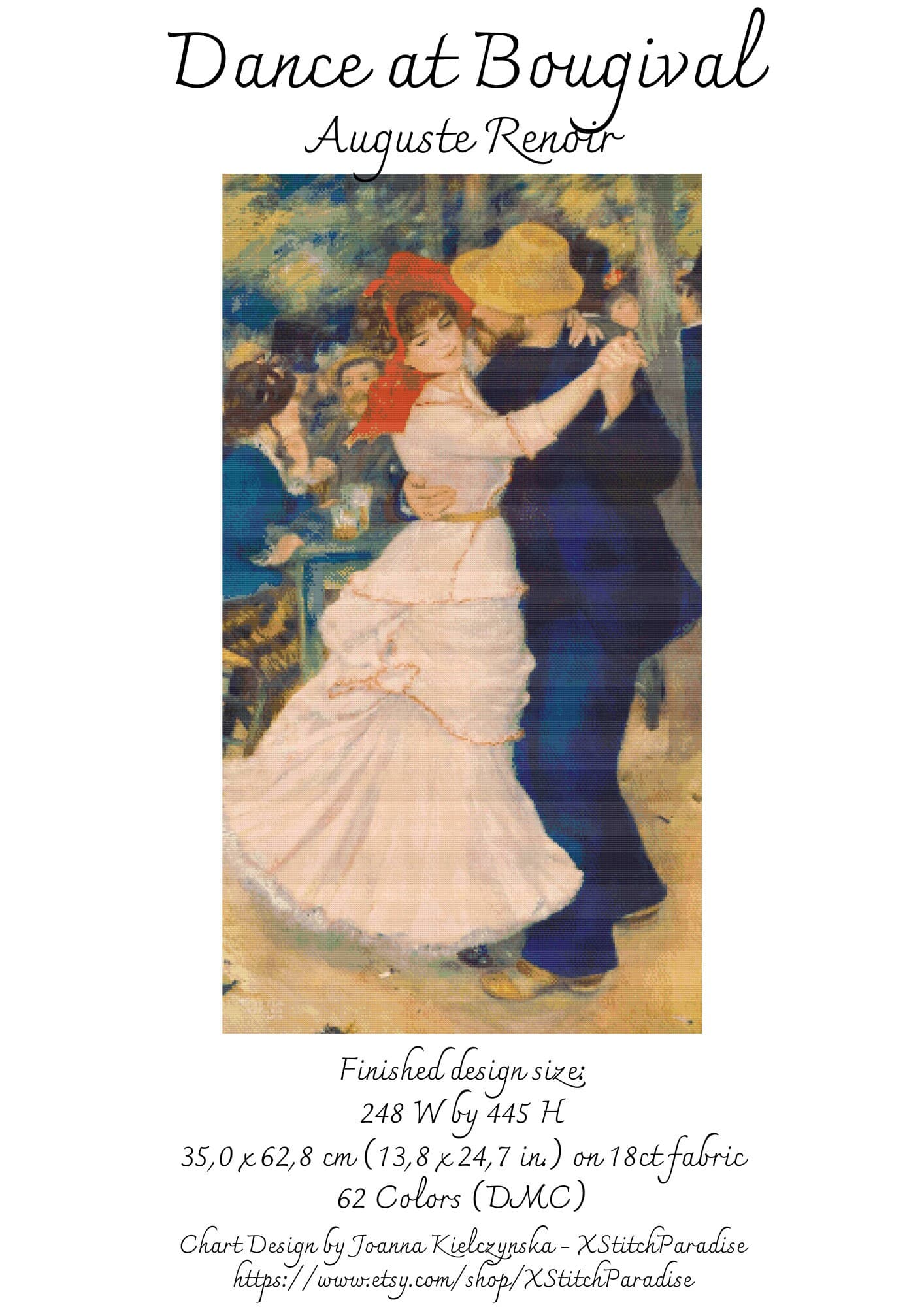 Dance at Bougival Cross Stitch Pattern | Renoir Painting (PDF) - image 5