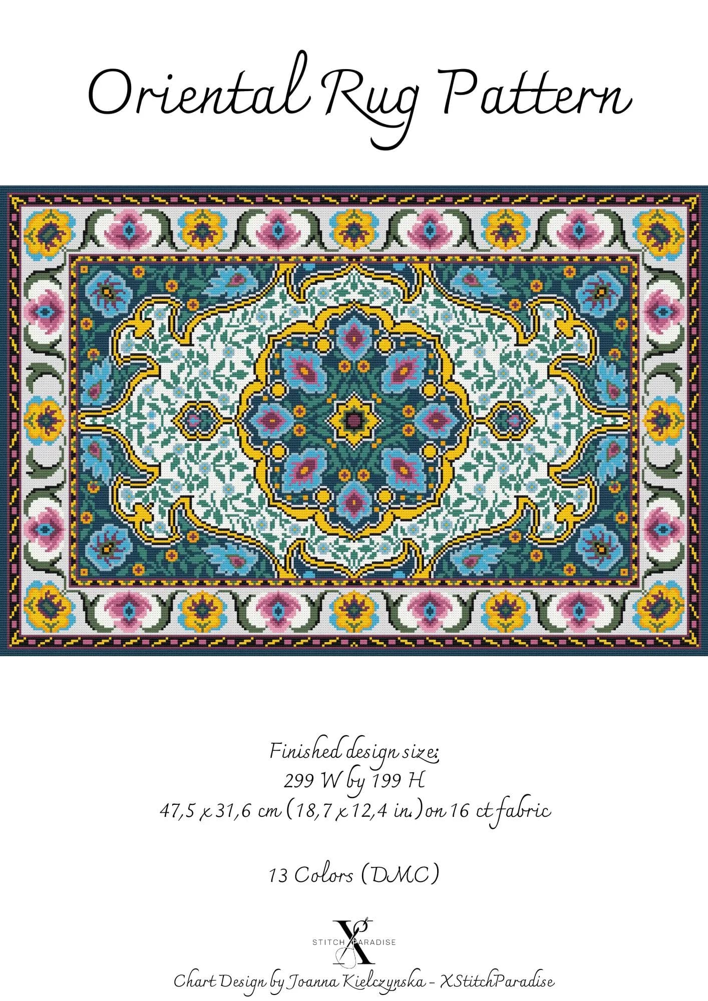 Oriental Rug Cross Stitch Pattern | Floral Carpet Embroidery (PDF) - image 4