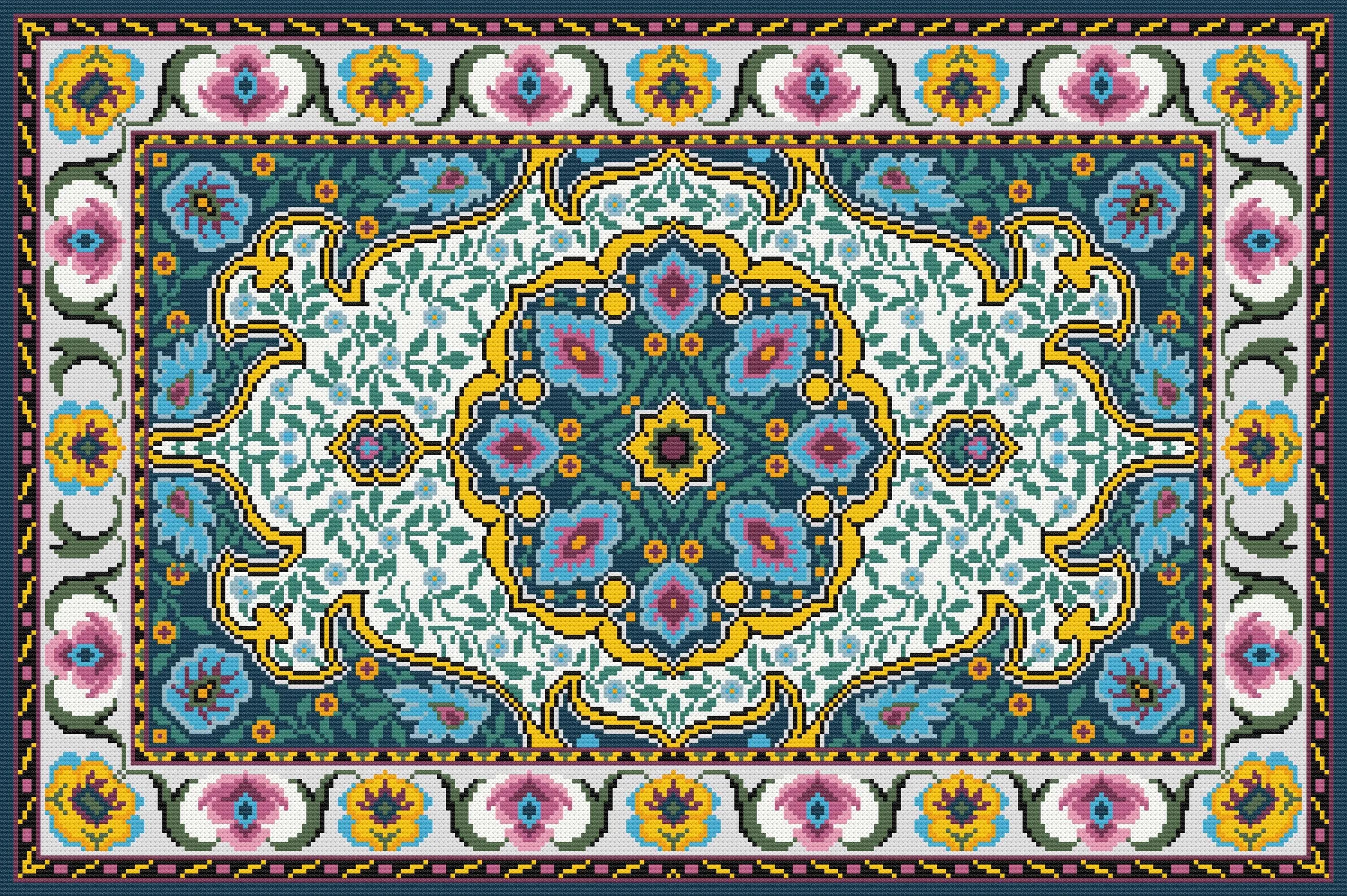 Oriental Rug Cross Stitch Pattern | Floral Carpet Embroidery (PDF) - image 3