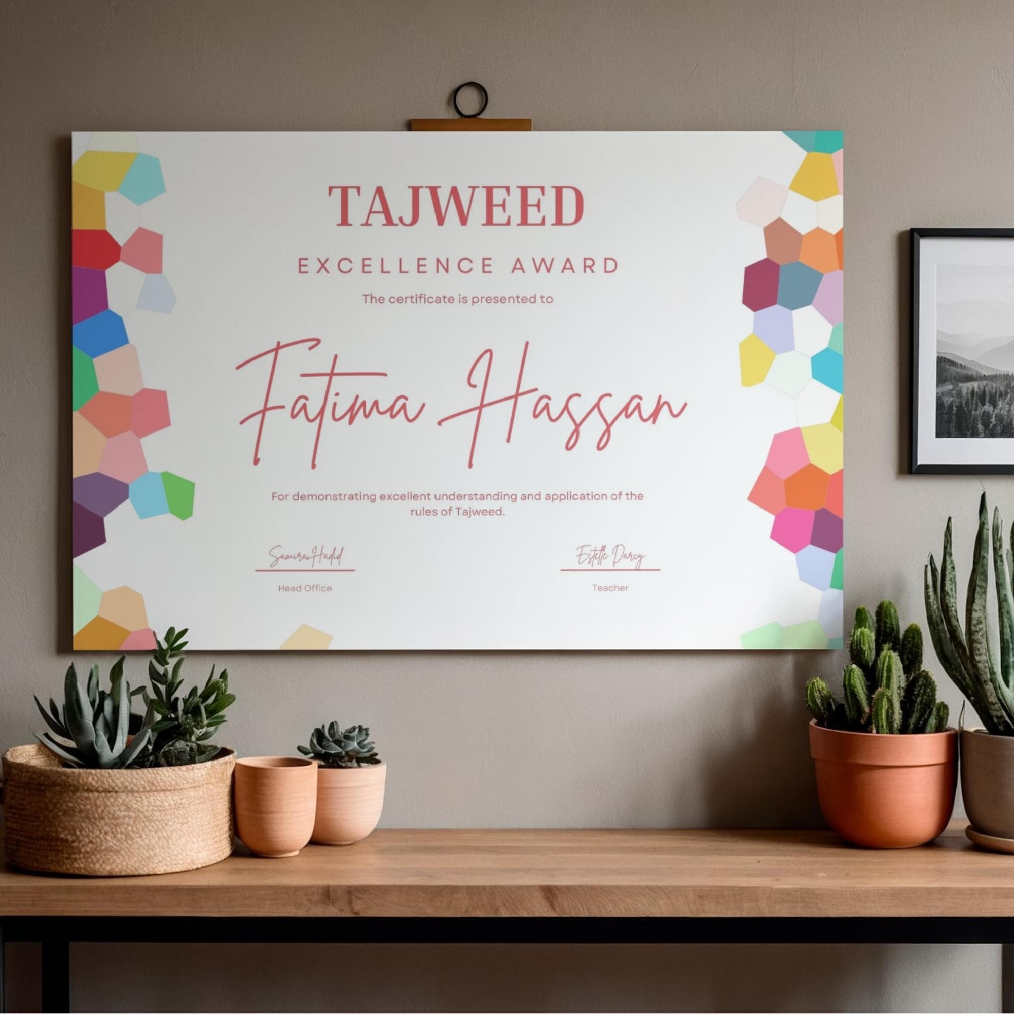 Personalized Tajweed Excellence Award Certificate | Islamic School Achievement (A4 Printed) - image 5