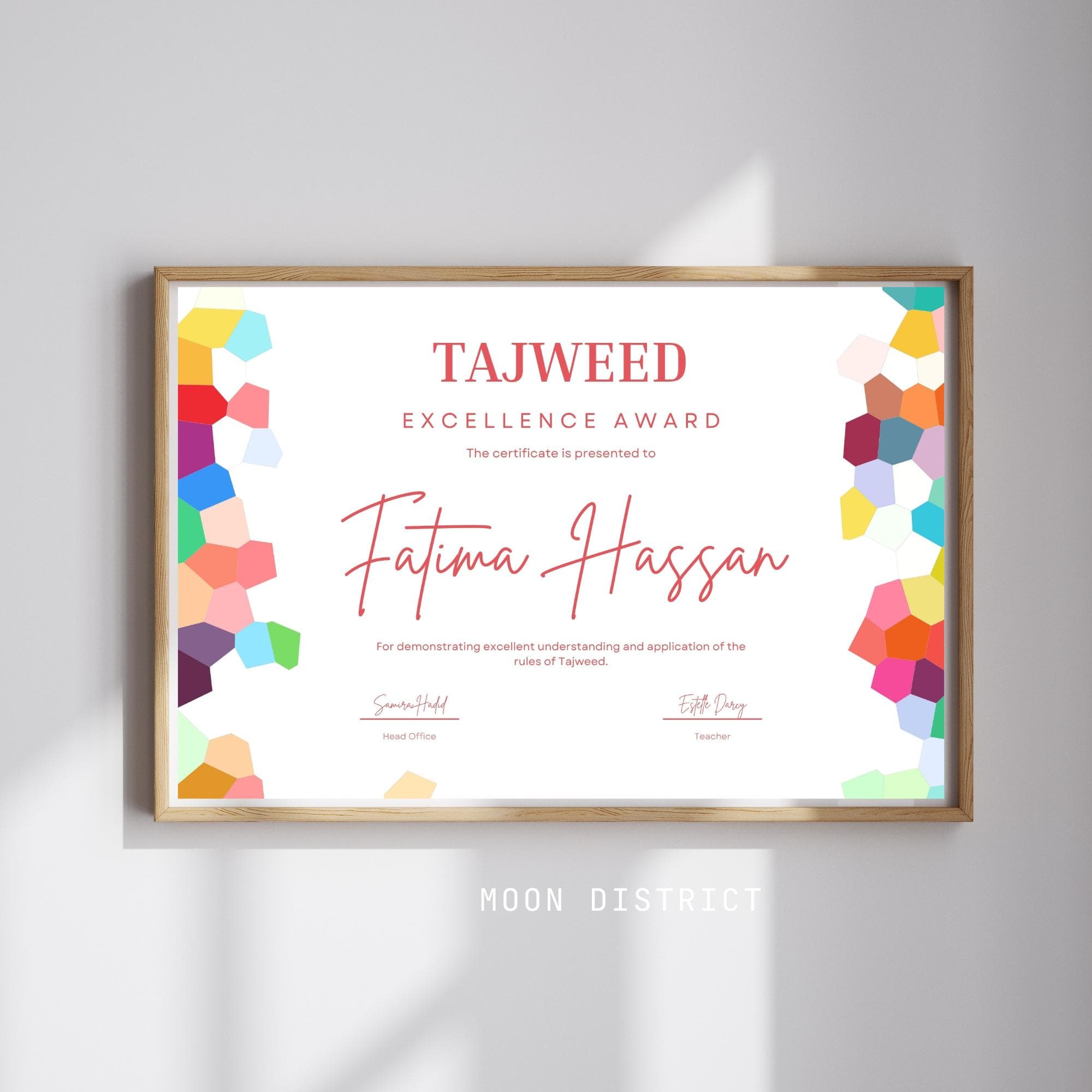 Personalized Tajweed Excellence Award Certificate | Islamic School Achievement (A4 Printed) - image 3