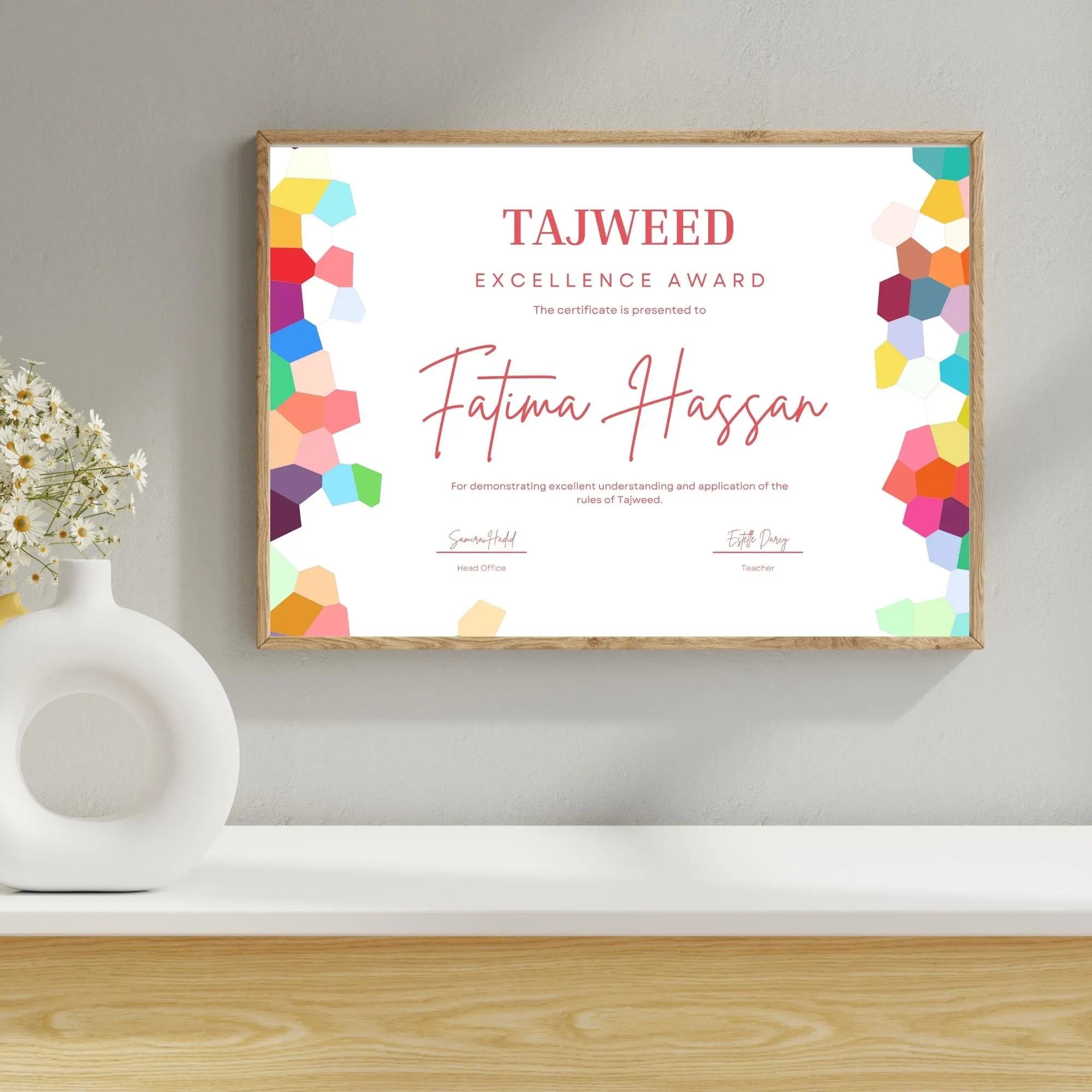 Personalized Tajweed Excellence Award Certificate | Islamic School Achievement (A4 Printed) - image 4