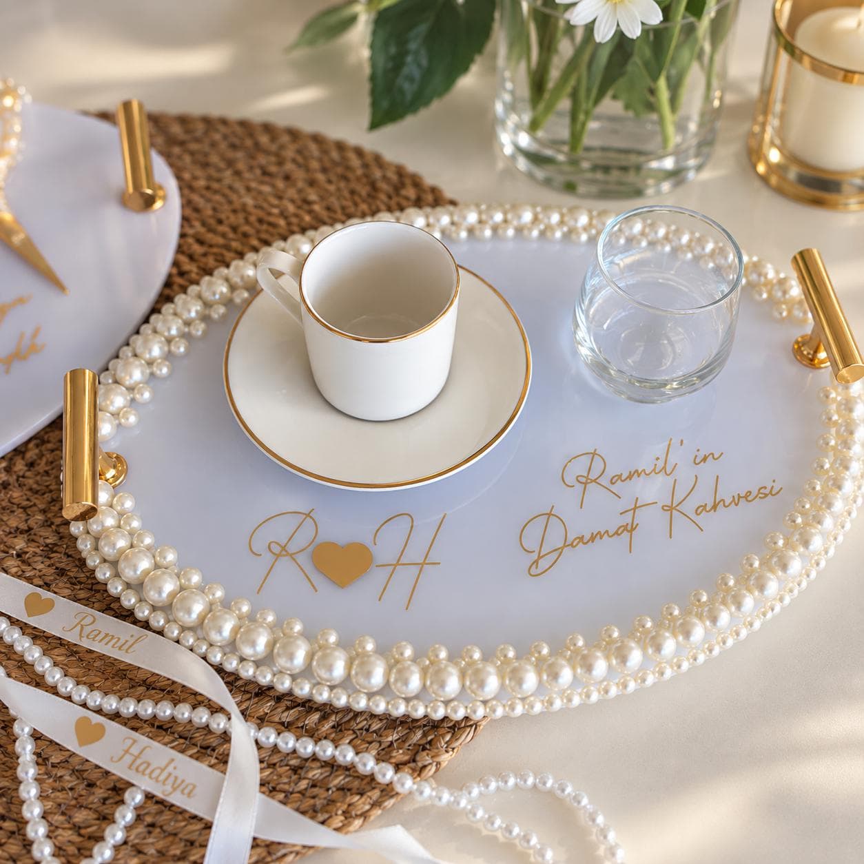 Personalized Engagement Tray, Ring Ceremony Gift, Turkish Wedding Keepsake - image 4