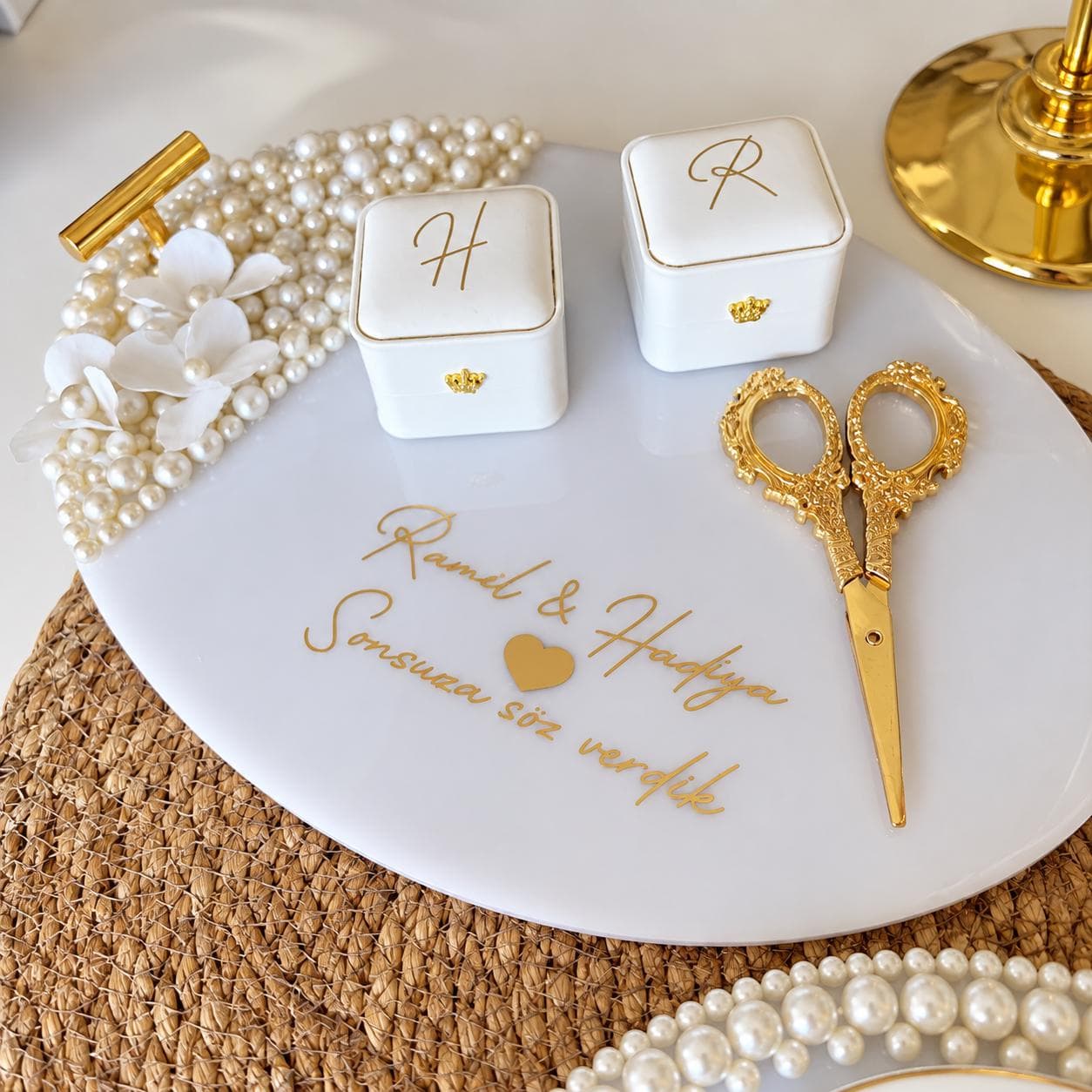 Personalized Engagement Tray, Ring Ceremony Gift, Turkish Wedding Keepsake - image 5