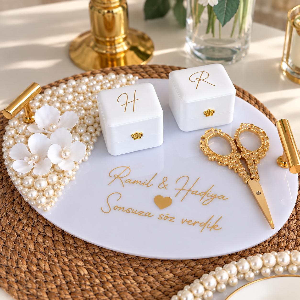 Personalized Engagement Tray, Ring Ceremony Gift, Turkish Wedding Keepsake - image 3