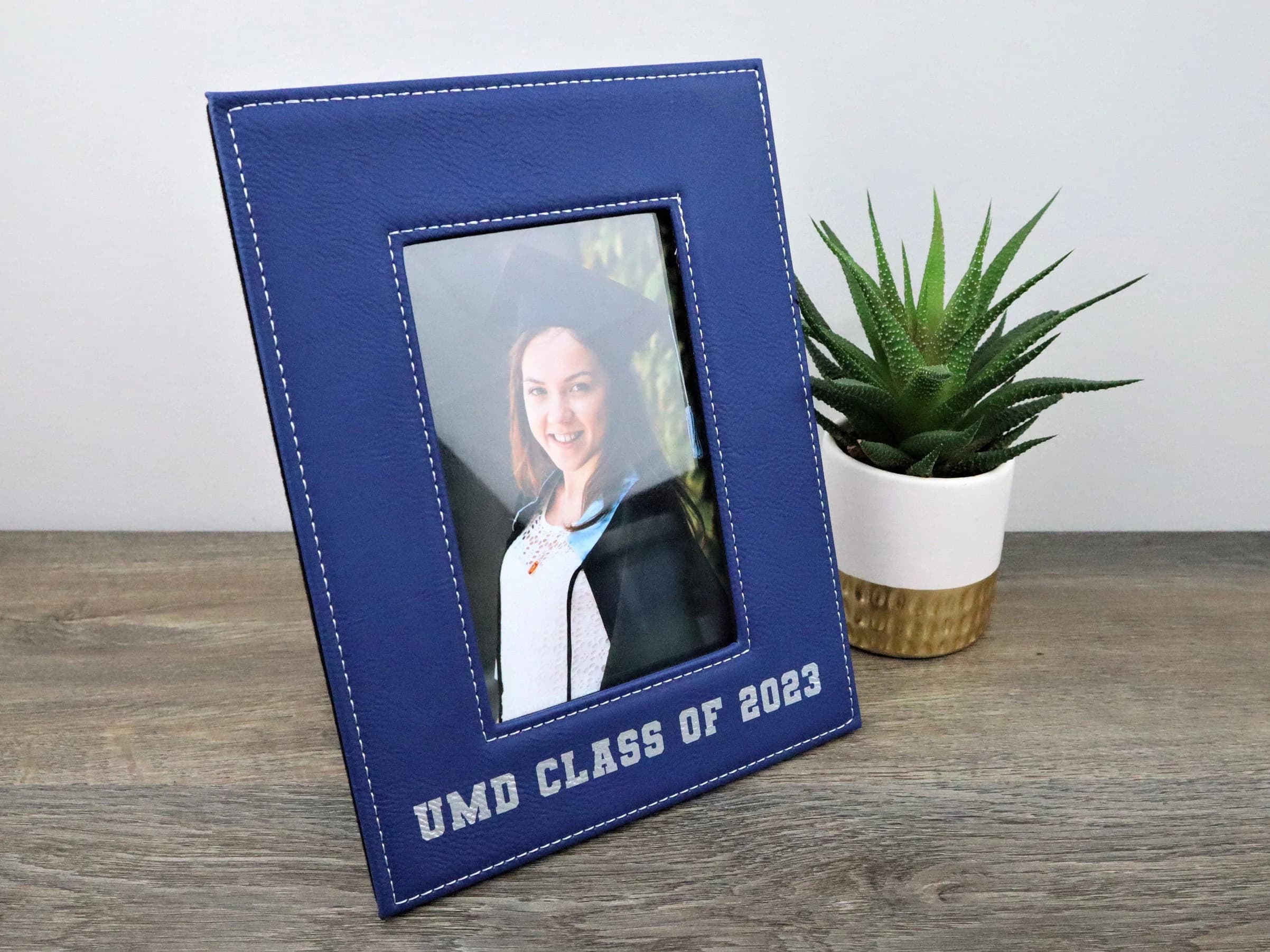 Personalized Faux Leather Picture Frame: Engraved Portrait Display (4x6, 5x7) - image 3