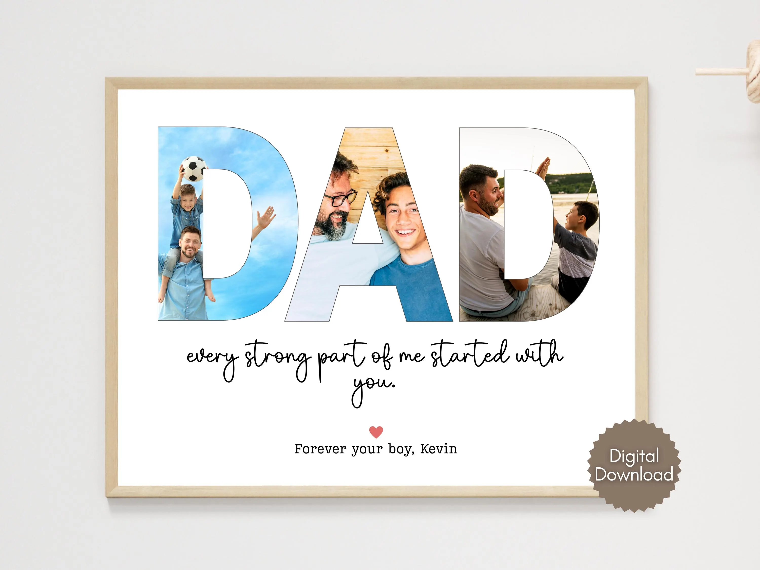 Custom Dad Photo Collage Printable, Personalized Fathers Day Gift Birthday Christmas Gift for Daddy, Keepsake Present from Kids Son Daughter - image 4