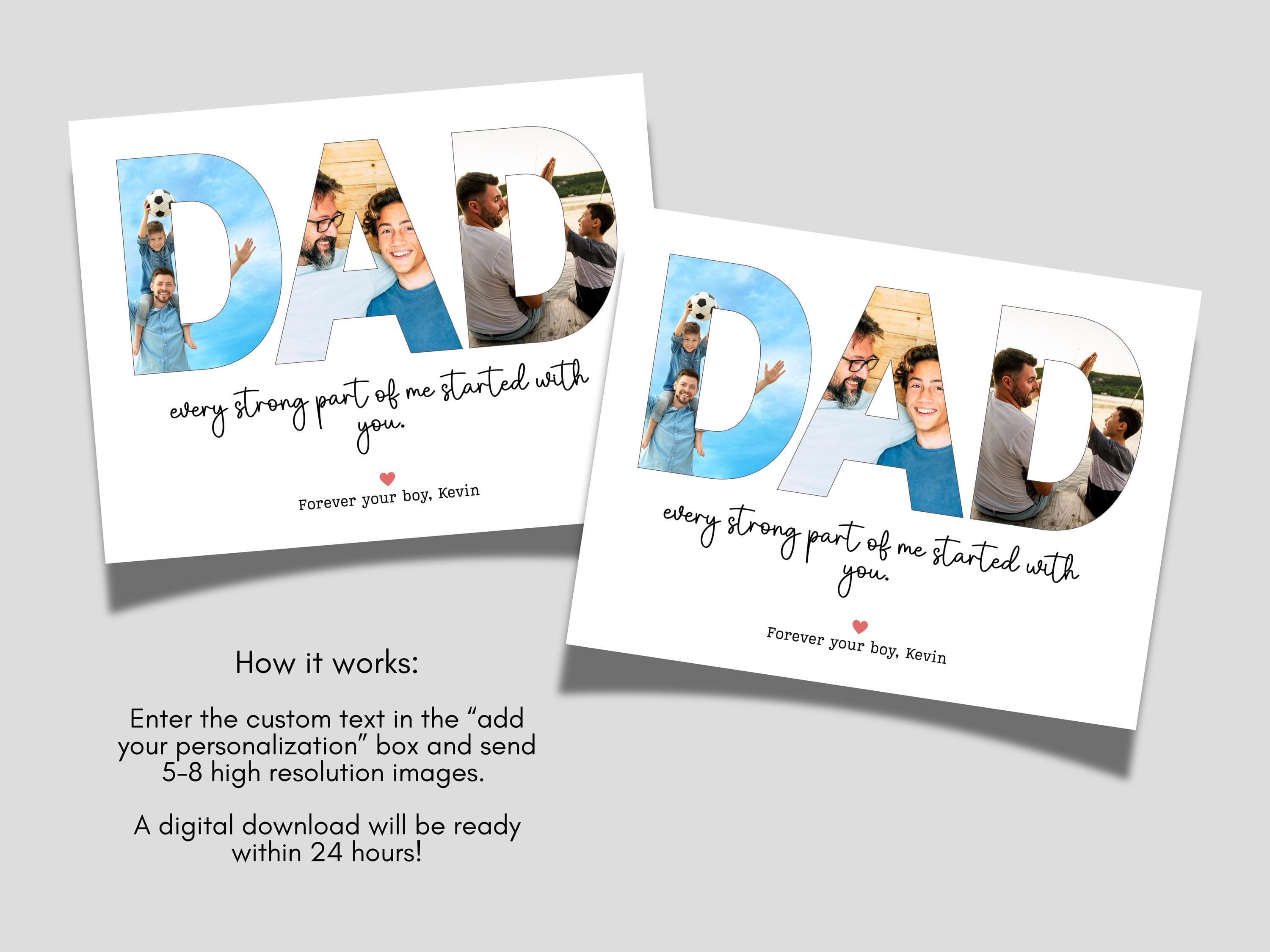 Custom Dad Photo Collage Printable, Personalized Fathers Day Gift Birthday Christmas Gift for Daddy, Keepsake Present from Kids Son Daughter - image 5