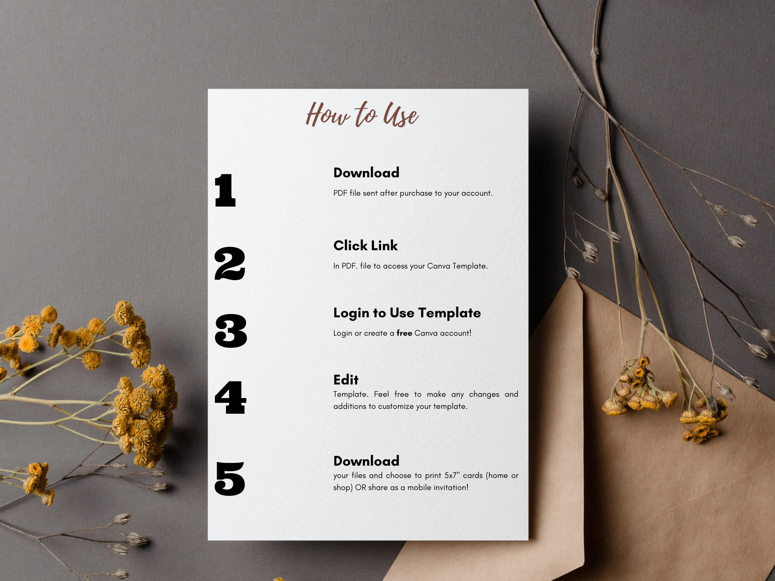 Digital Muslim Wedding Invitation Template, Electronic Golden Brown Wedding Invitation, Editable Custom Printable Canva, Instant Download - image 5