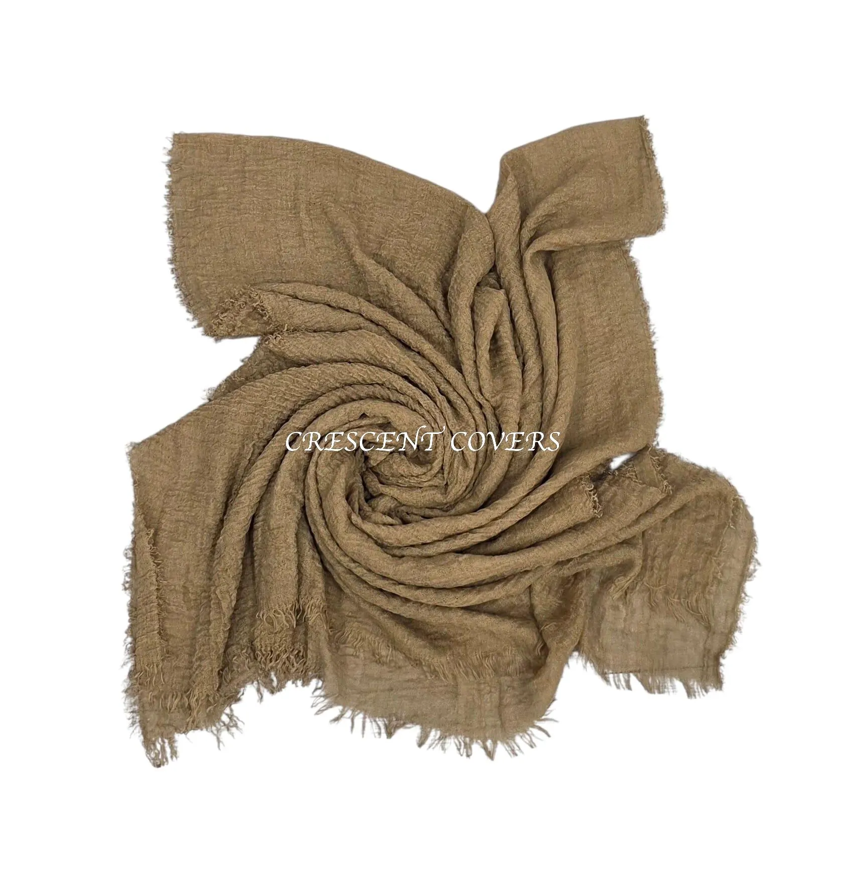 Boho Crimp Textured Viscose Blend Scarf with Frayed Edges Lightweight 80cm x 175cm - image 3