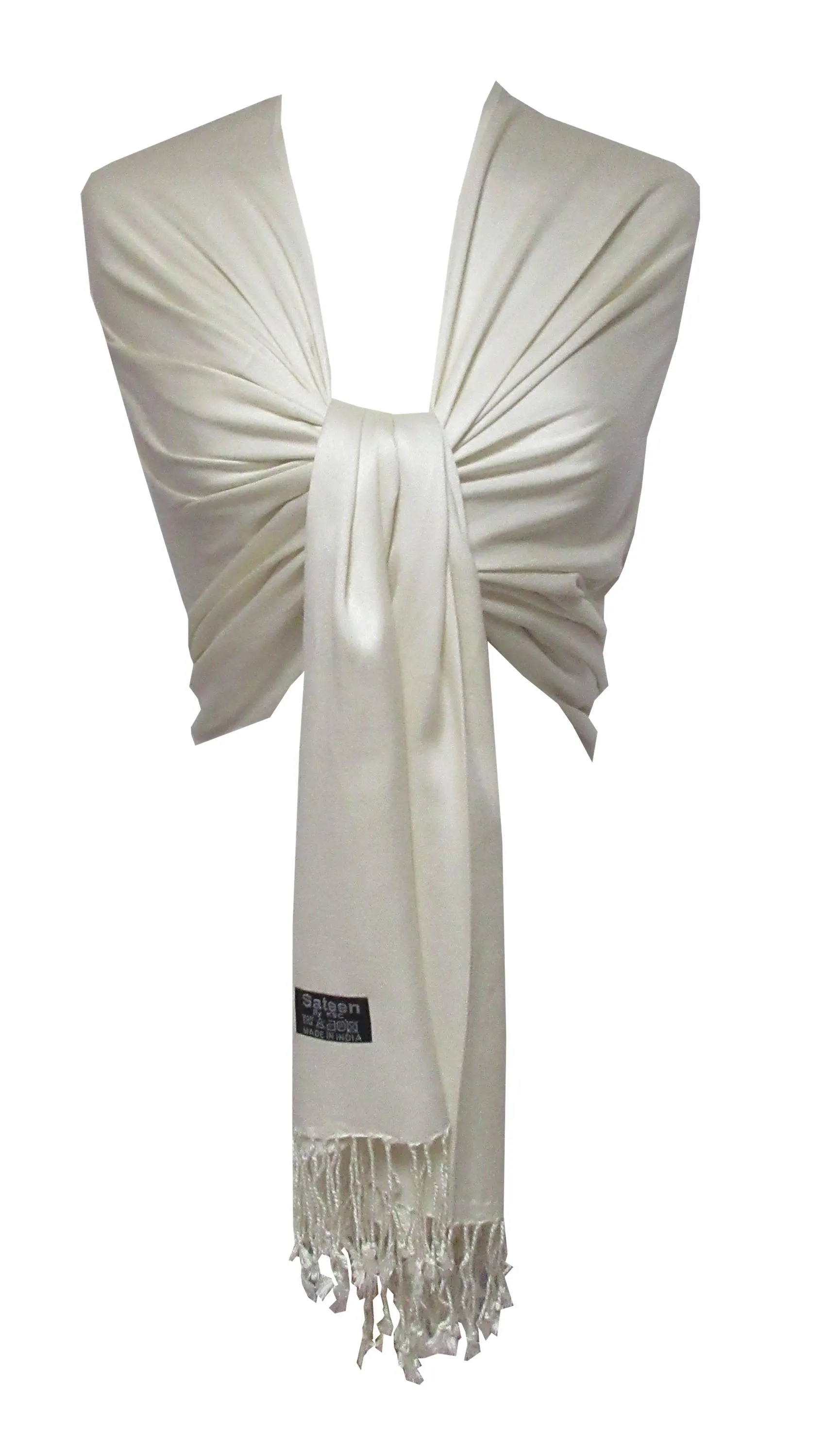 Cream Viscose Silky Pashmina Shawl Wedding Elegance Bridesmaid Gift 70cm x 180cm - image 3