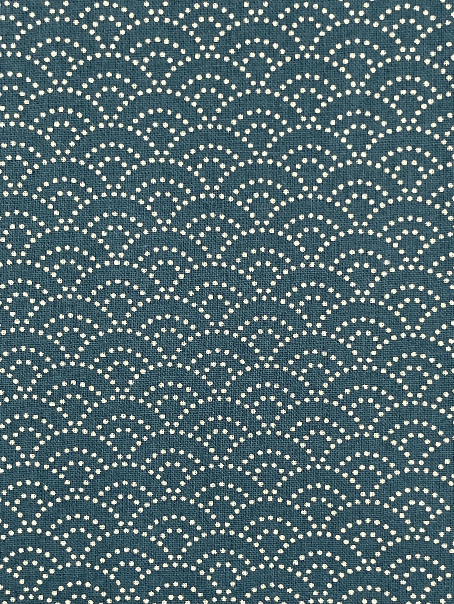 Sevenberry 100% Japanese Cotton Fabric, Shells - Petrol, By the Metre, Half Metre, Fat Quarter