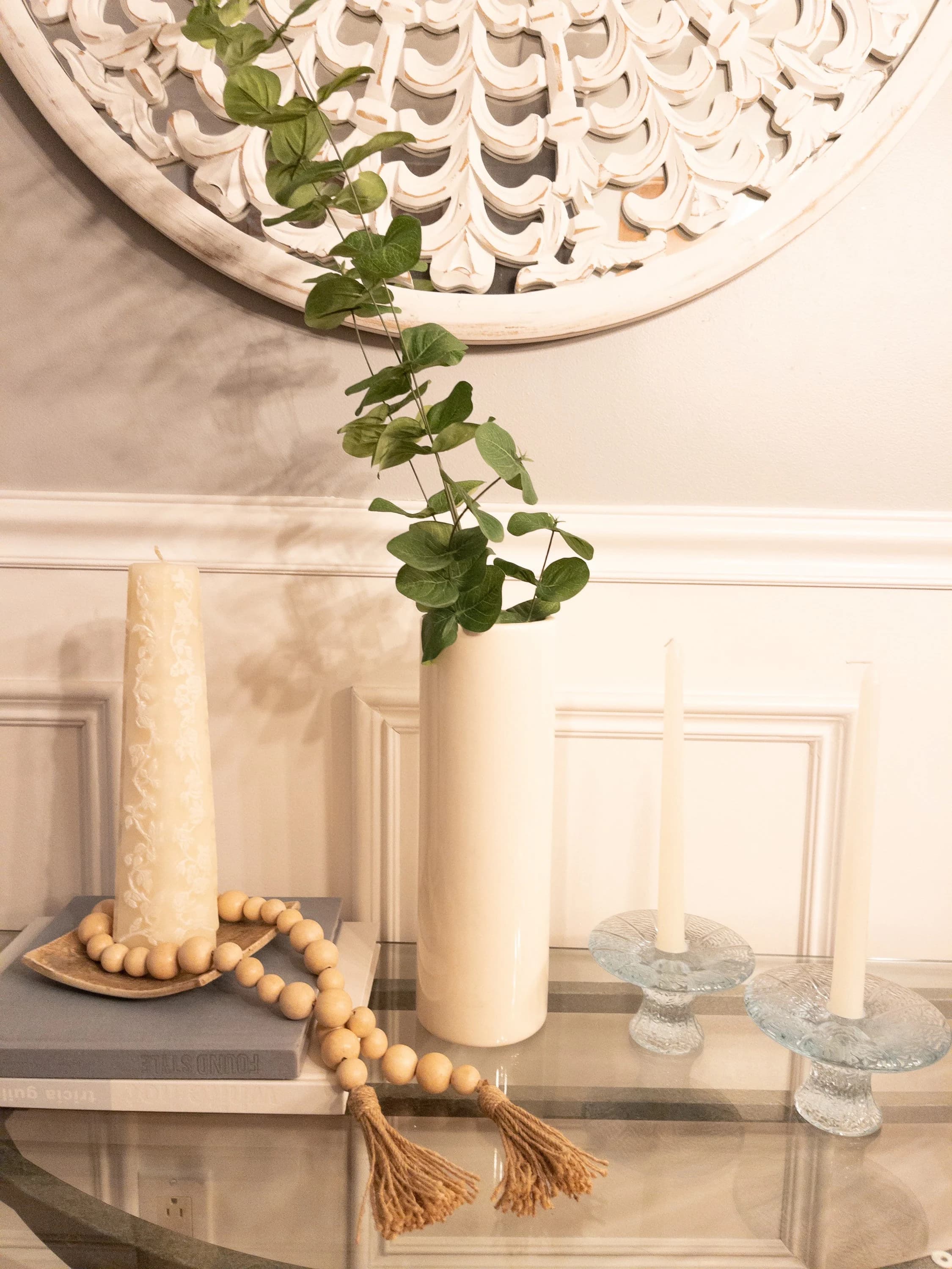 Vintage Haeger Large White Cylinder Vase circa 1990s Home Studio Decor Simple Elegant Gift Idea