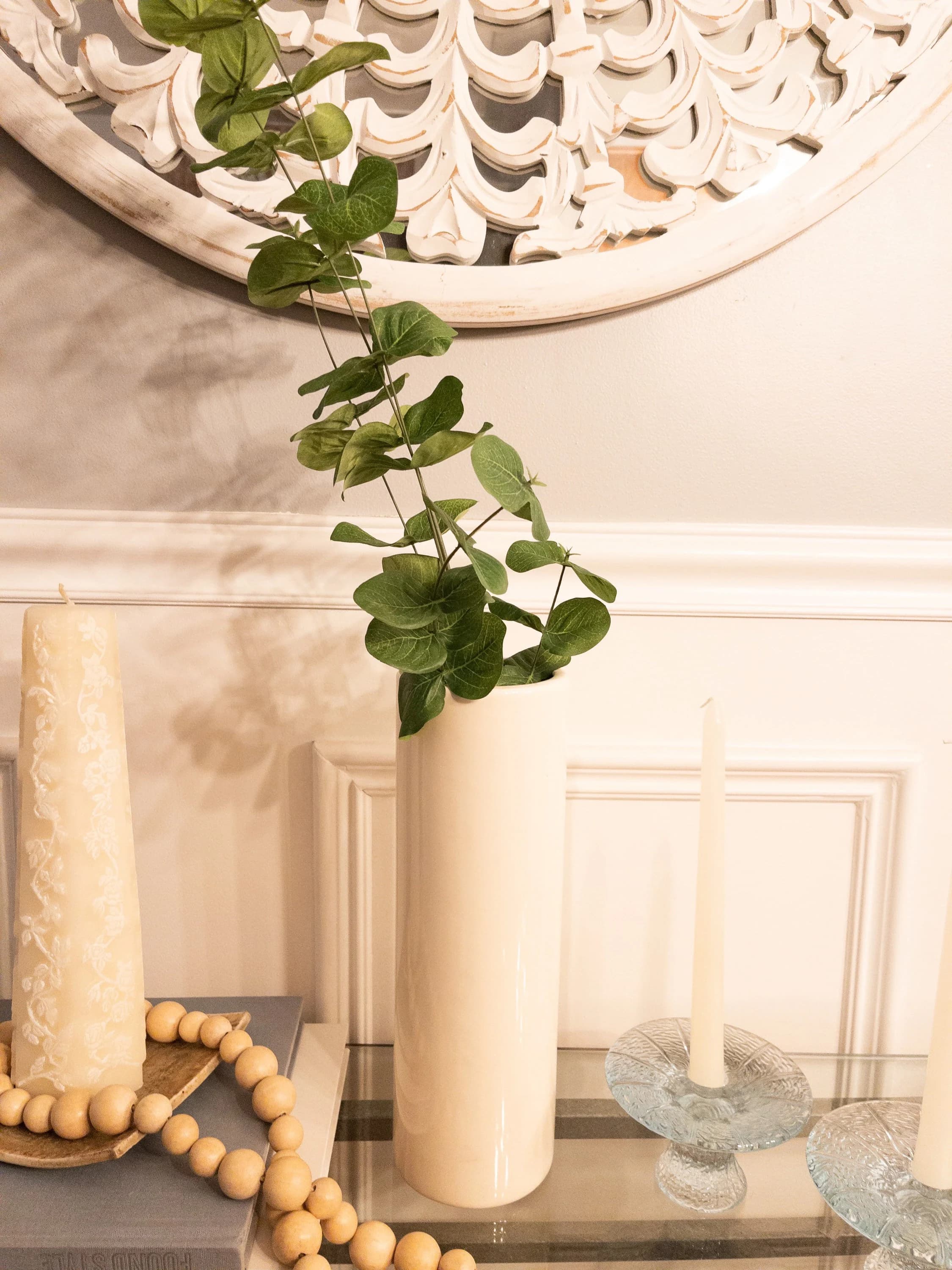 Vintage Haeger Large White Cylinder Vase circa 1990s Home Studio Decor Simple Elegant Gift Idea - image 3
