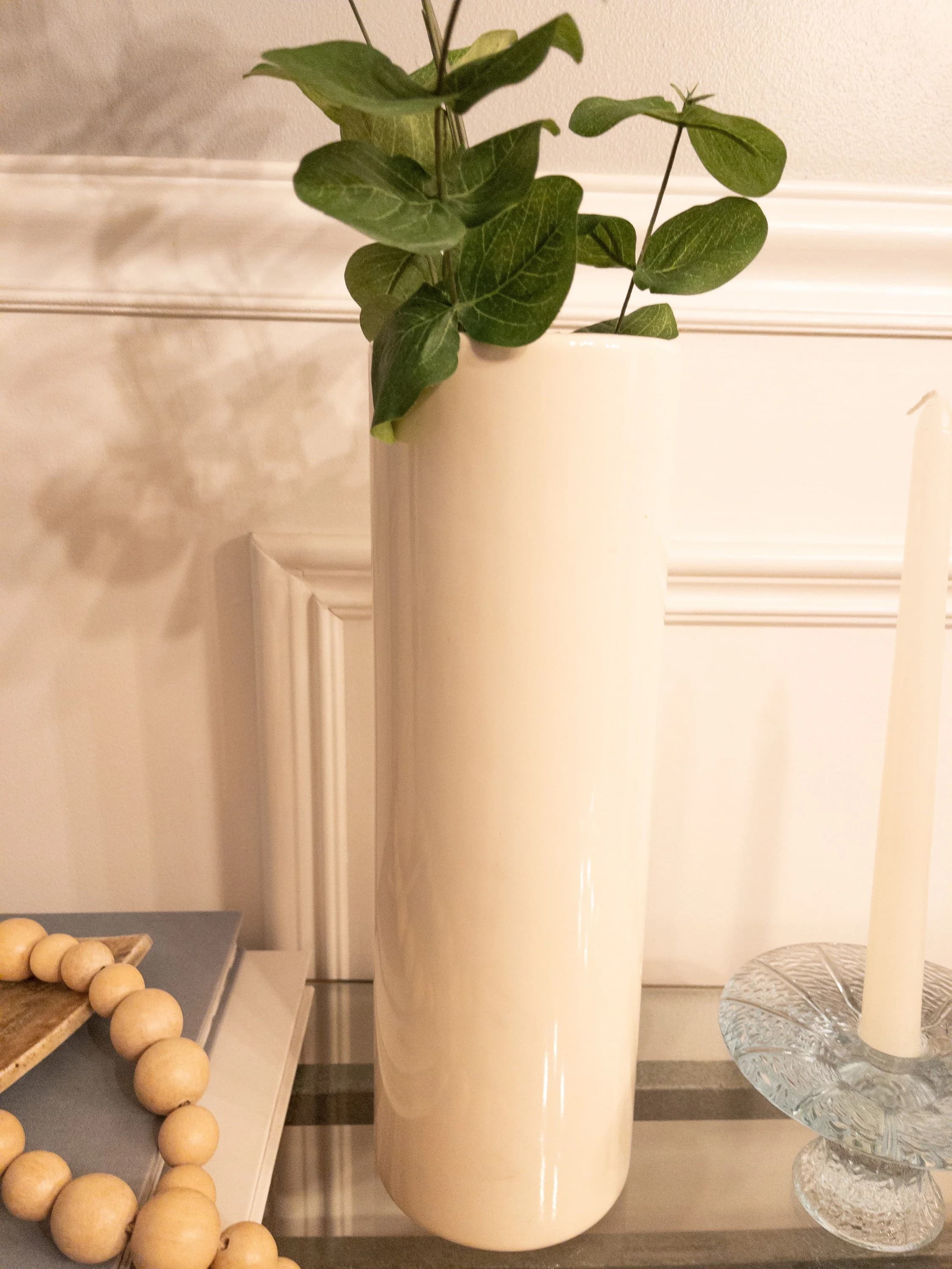 Vintage Haeger Large White Cylinder Vase circa 1990s Home Studio Decor Simple Elegant Gift Idea - image 4