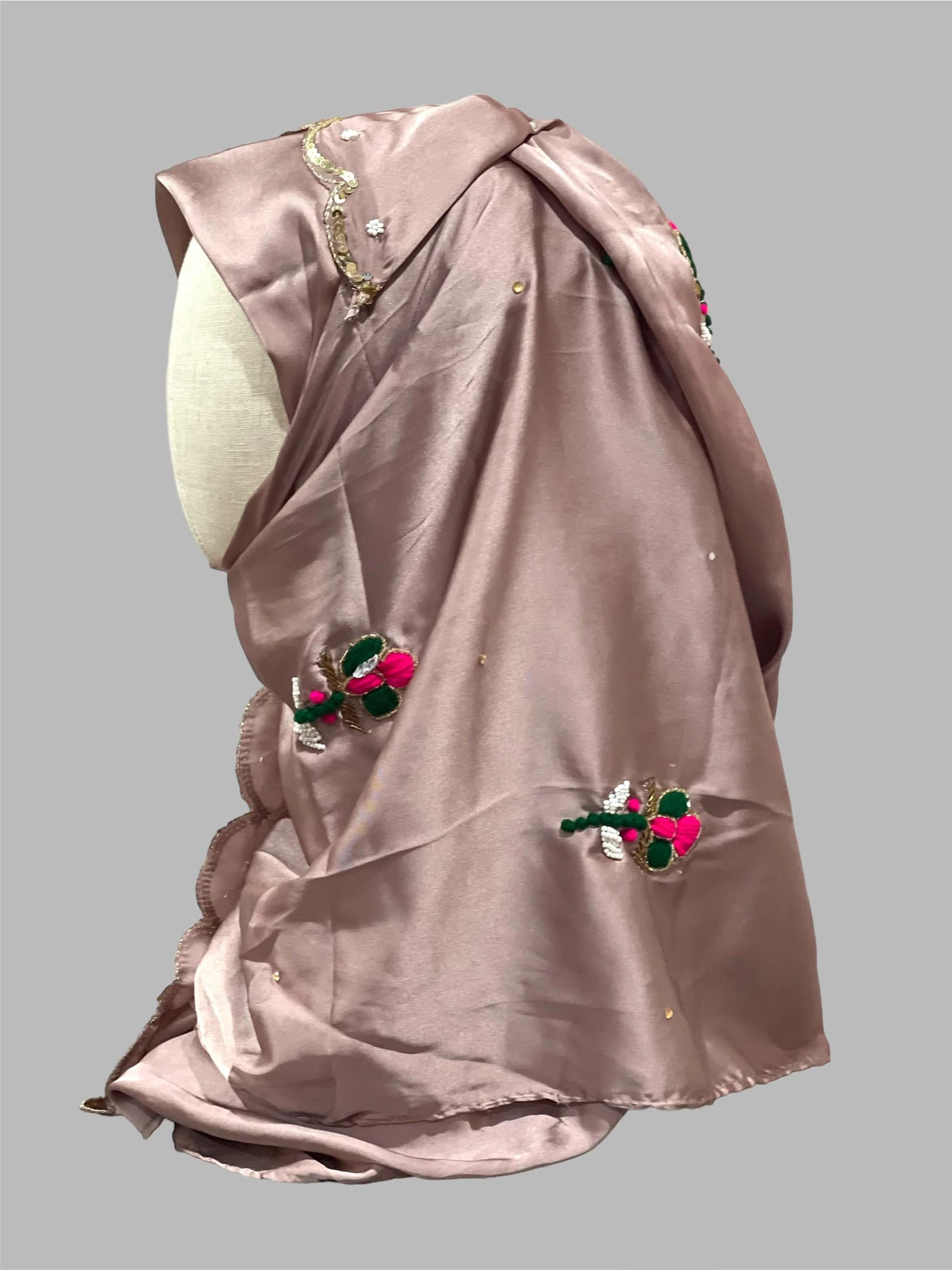 Floral Sequin Bridal Hijab: Luxury Embellished Wedding Veil - image 3