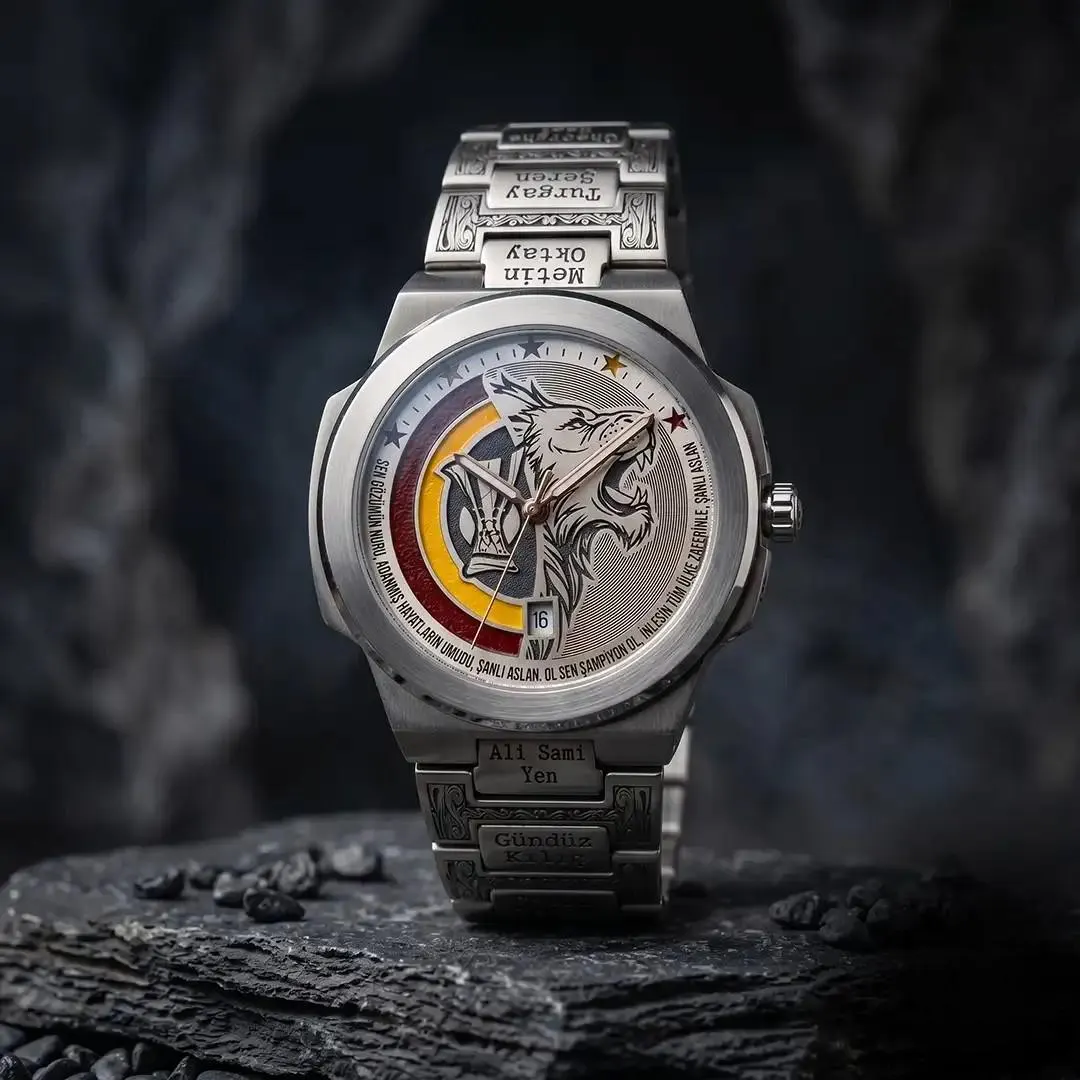 Custom Yellow & Red Legend Mens Watch, Engraved Stainless Steel Strap, Ali Sami Yen Metin Oktay Tribute, Personalized,Gifts Galatasaray Fans