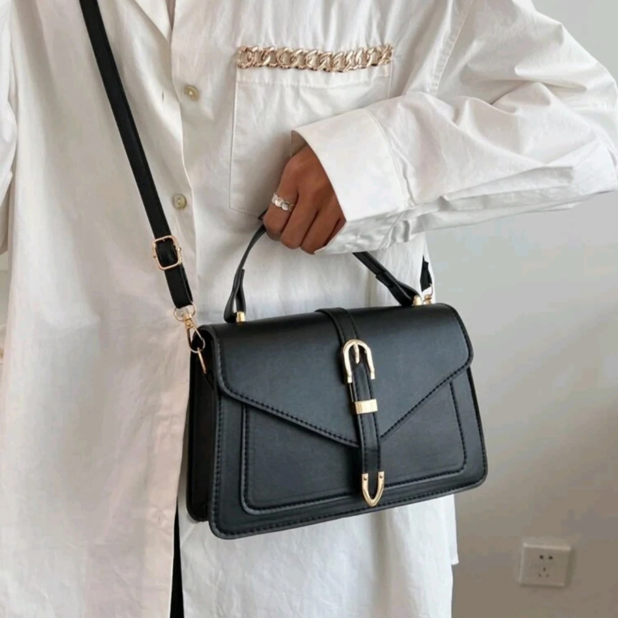 Square Buckle Flap Bag: PU Leather Crossbody - image 3
