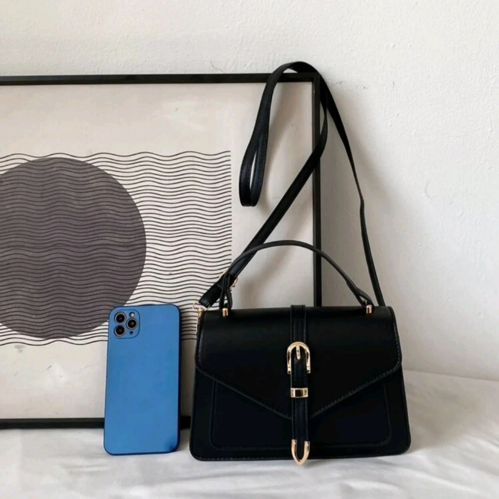 Square Buckle Flap Bag: PU Leather Crossbody - image 5