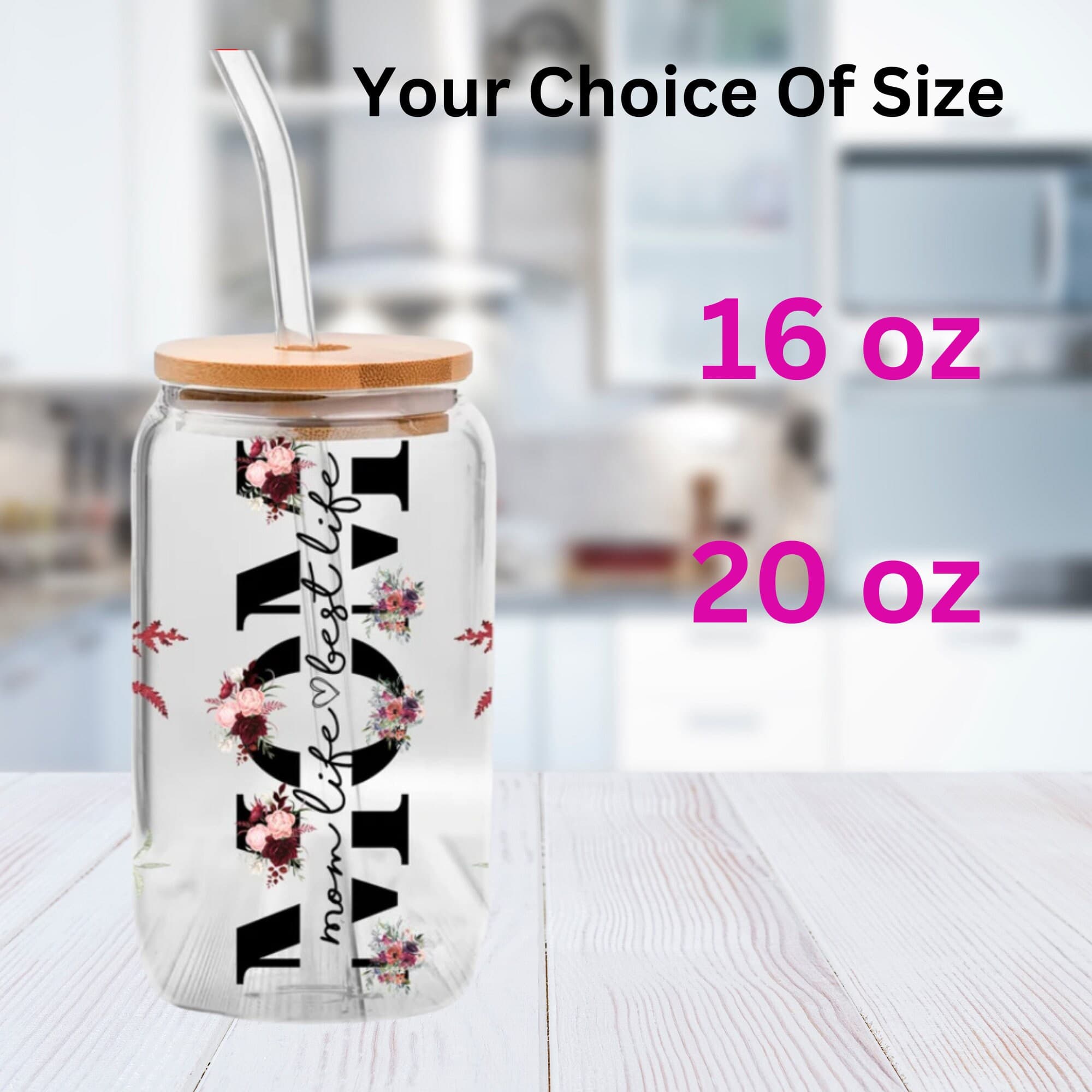 Mom Life Flower Glass Can, Mother's Day Gift - image 5