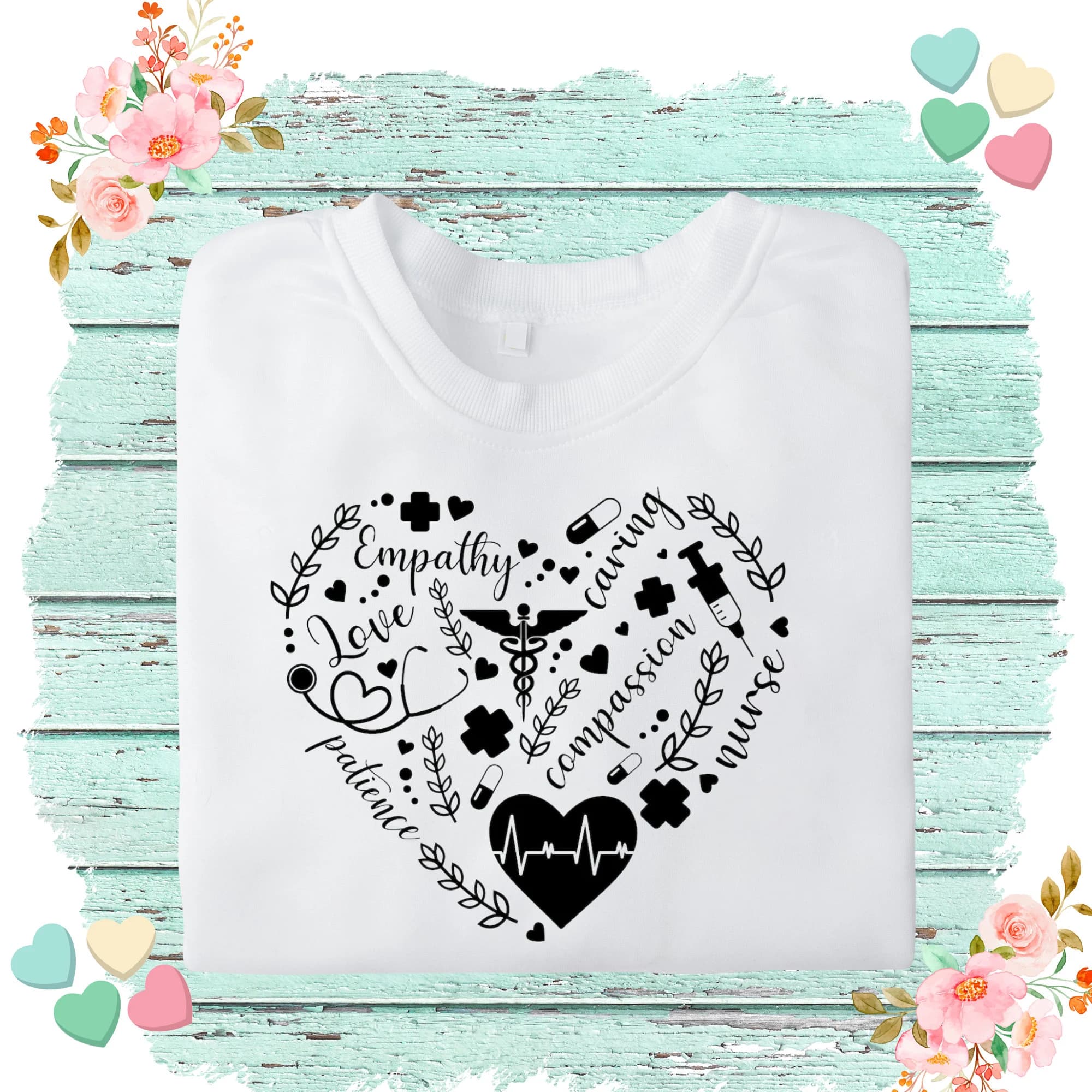 Inspirational Nurse Life Sweatshirt: Saving Lives, Healing Hearts