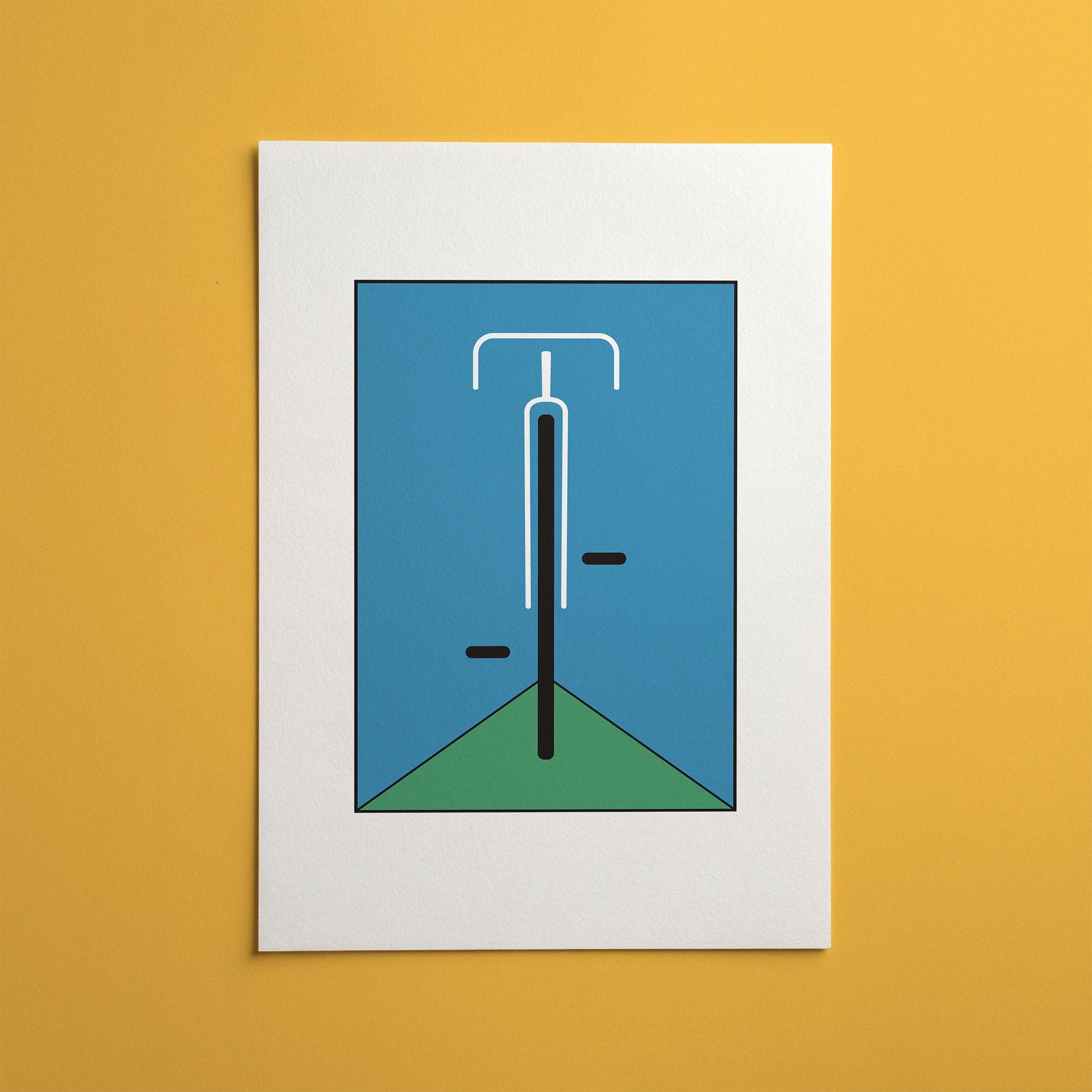 Bicycle Front Poster, Surreal Bicycle Wall Art, Minimalist Bike Pop Art Illustration, Trendy Cyclist Gift (Poster Only)