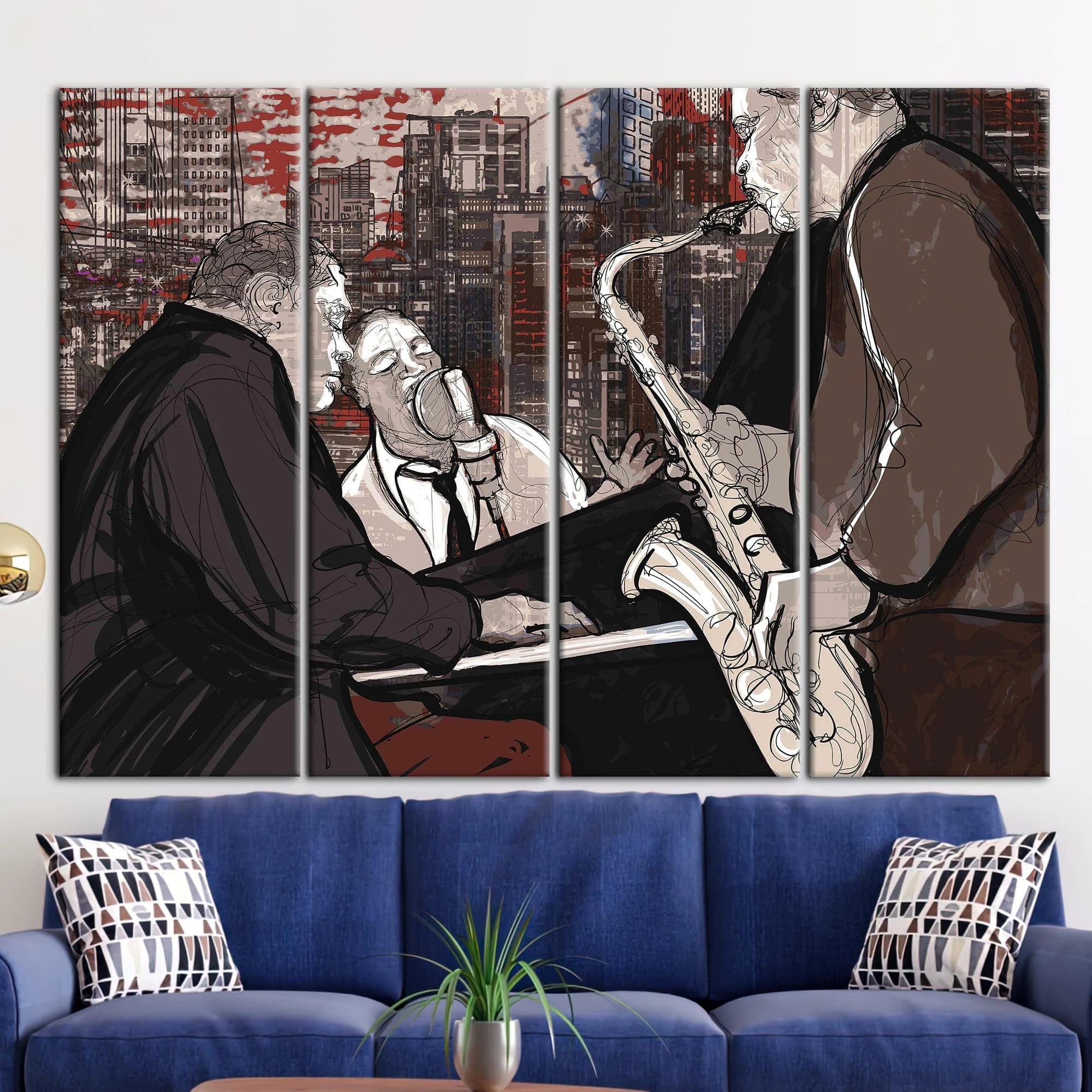 Jazz Musicians Painting, Jazz Music Canvas Art, Jazz Artwork, Saxophone Wall Decor, Piano Wall Decor, Musical Instruments Art Canvas, - image 4
