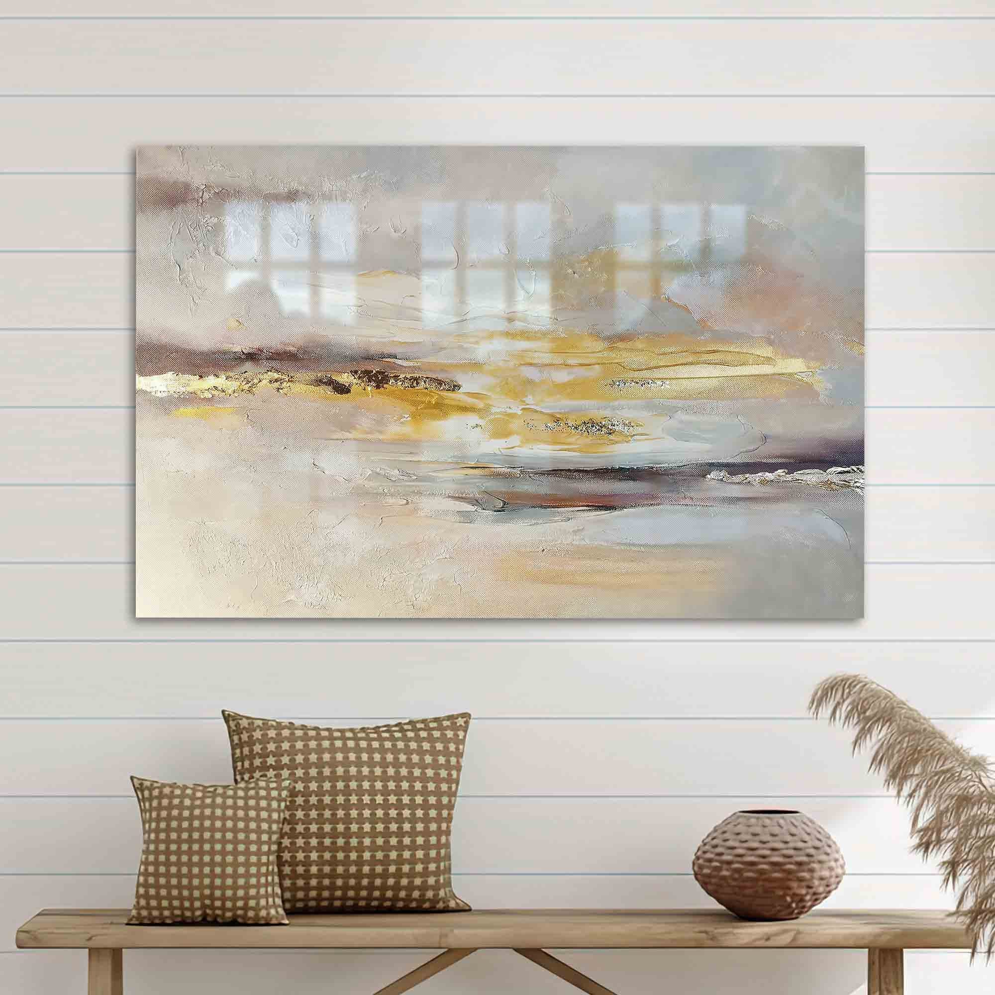 Wall Art, Glass Wall Decor, Glass Wall Art, Gray And Gold Painting, Gray Tempered Glass, Gray And Gold Glass Wall Art, - image 4