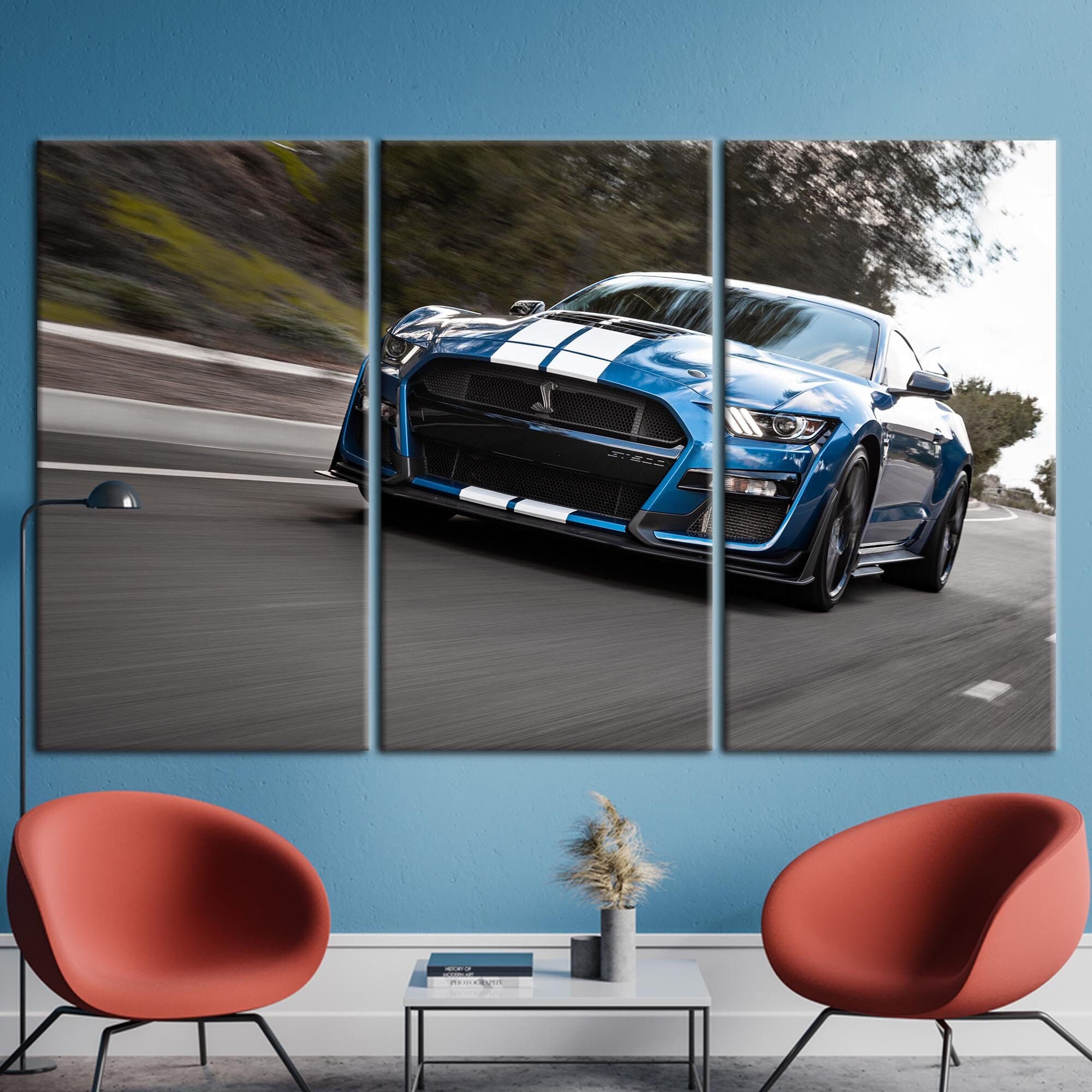 Car Photo Canvas Art, Blue Car Canvas Art, Ford Car Art, Mustang Lover Gift Canvas Art, Car Art, Ford Poster, Garage Art, - image 3