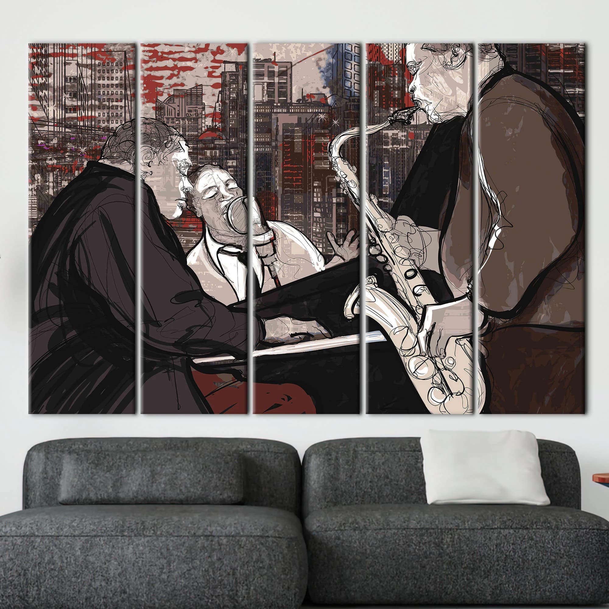 Jazz Musicians Painting, Jazz Music Canvas Art, Jazz Artwork, Saxophone Wall Decor, Piano Wall Decor, Musical Instruments Art Canvas, - image 5