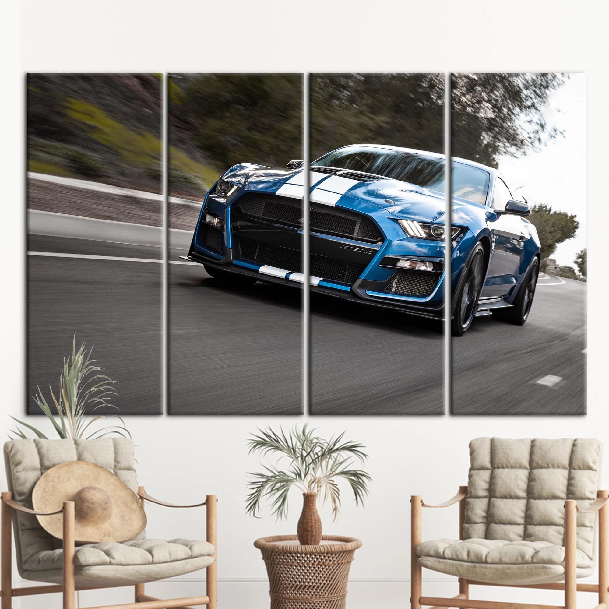 Car Photo Canvas Art, Blue Car Canvas Art, Ford Car Art, Mustang Lover Gift Canvas Art, Car Art, Ford Poster, Garage Art, - image 4