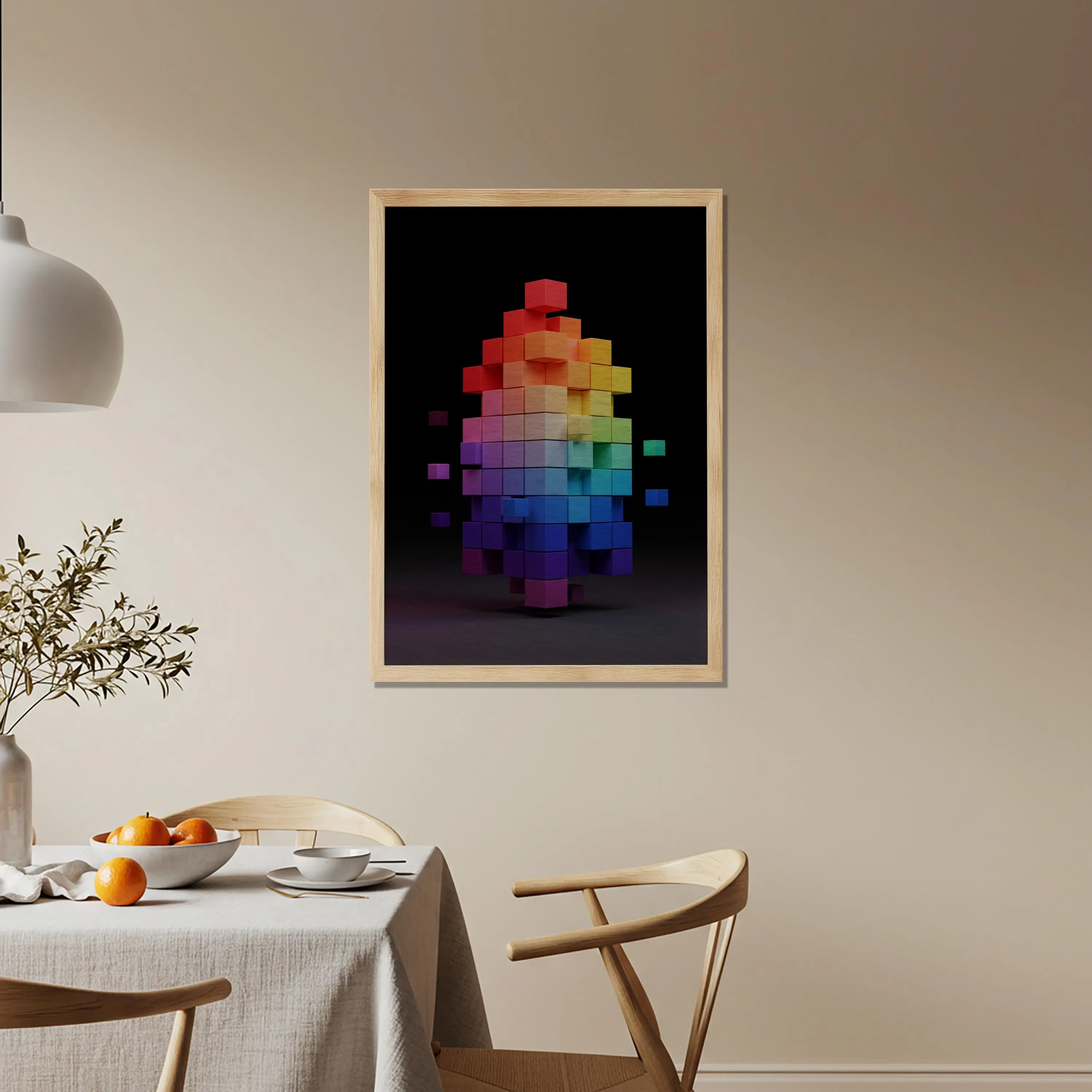 Colorful Cube Wall Art in Rainbow Gradient | Modern Geometric Poster | Abstract 3D Artwork Living Room Office Balcony Gift, Geometric Cube - image 4