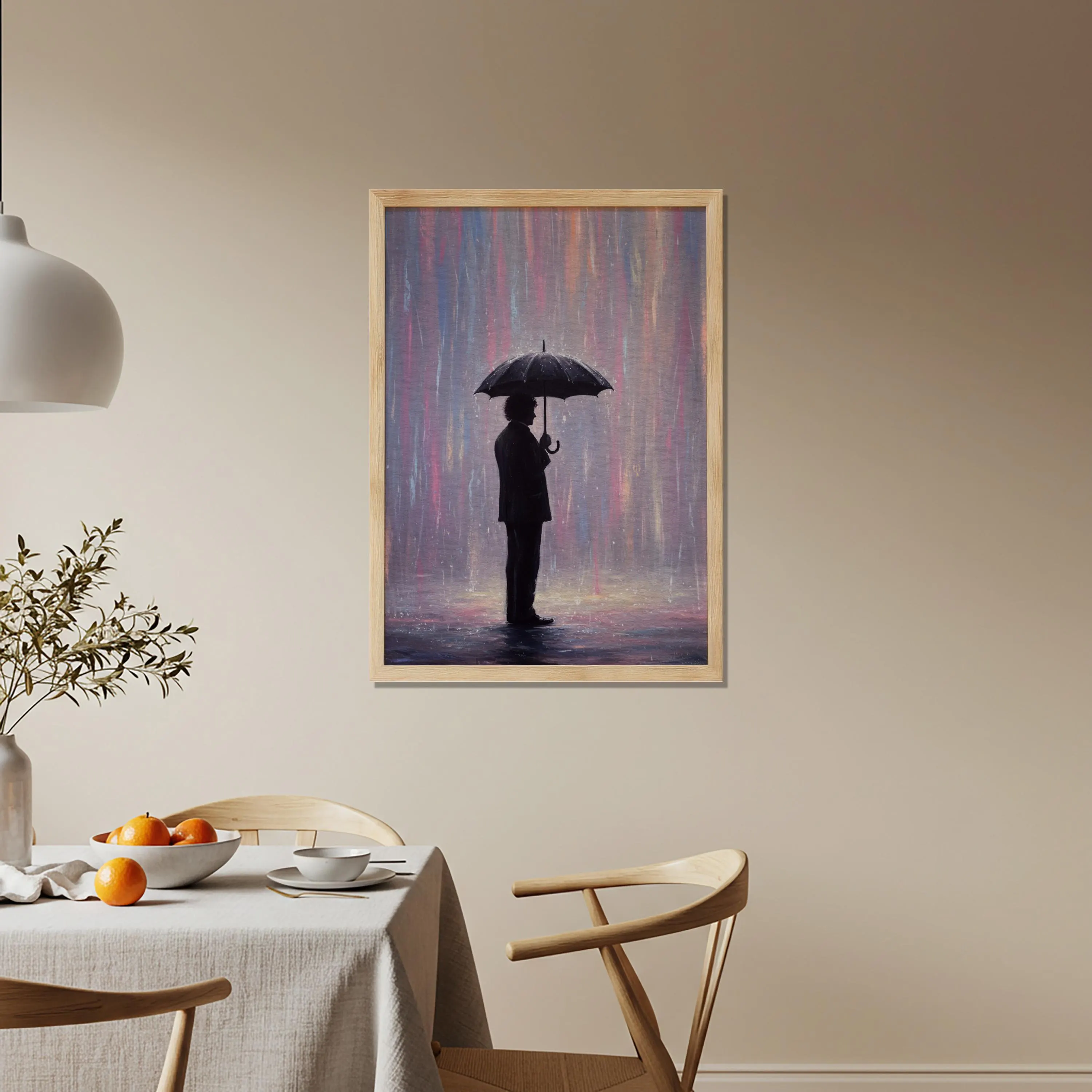 Rain Man Wooden Poster, Umbrella Wall Art, Melancholic Rainy Day Artwork, Emotional Silhouette Decor for Living Room Balcony, Atmospheric - image 4