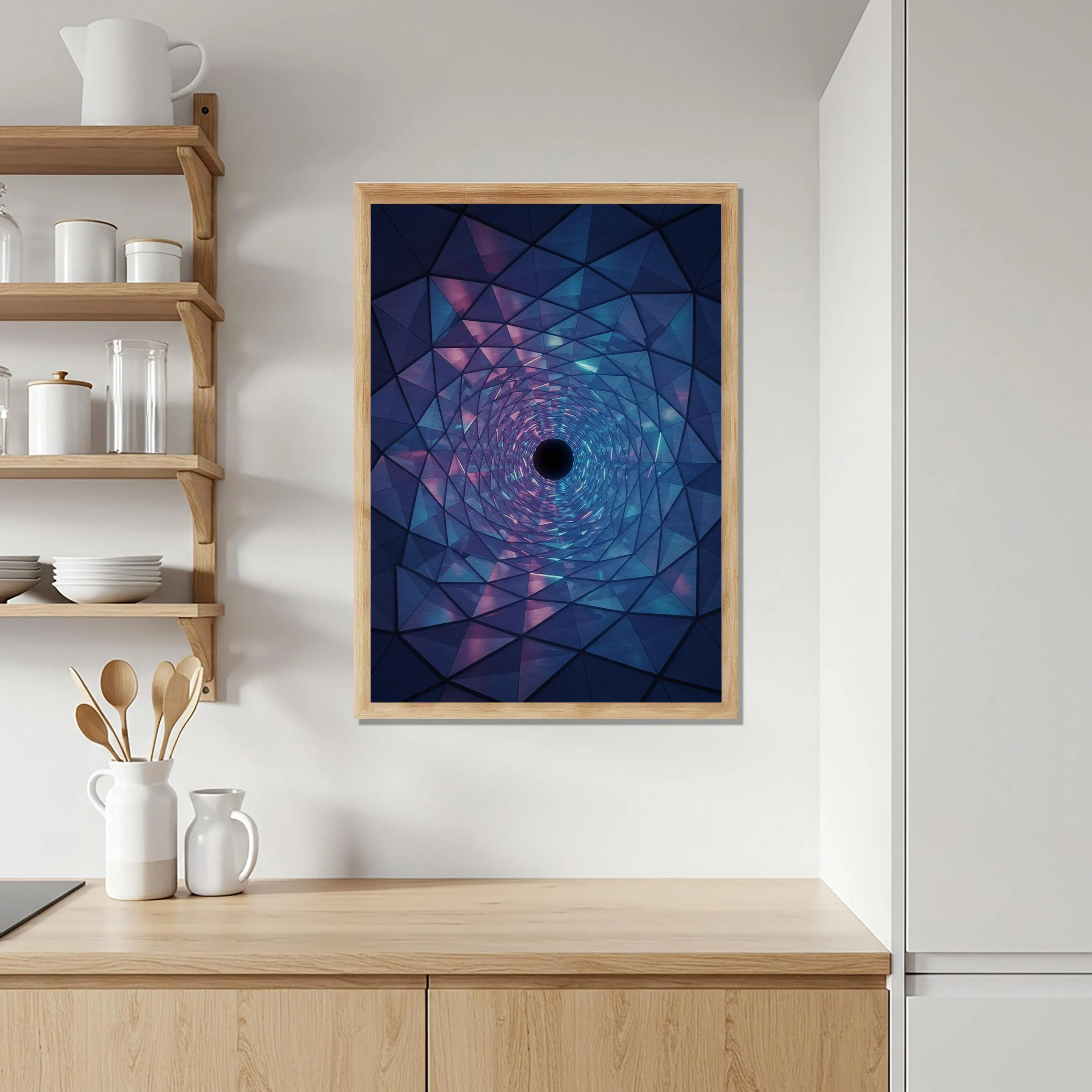 Geometric Tunnel Wall Art in Purple Blue | Futuristic Abstract Poster | Cosmic Vortex Artwork Living Room Office Balcony Gift - image 3