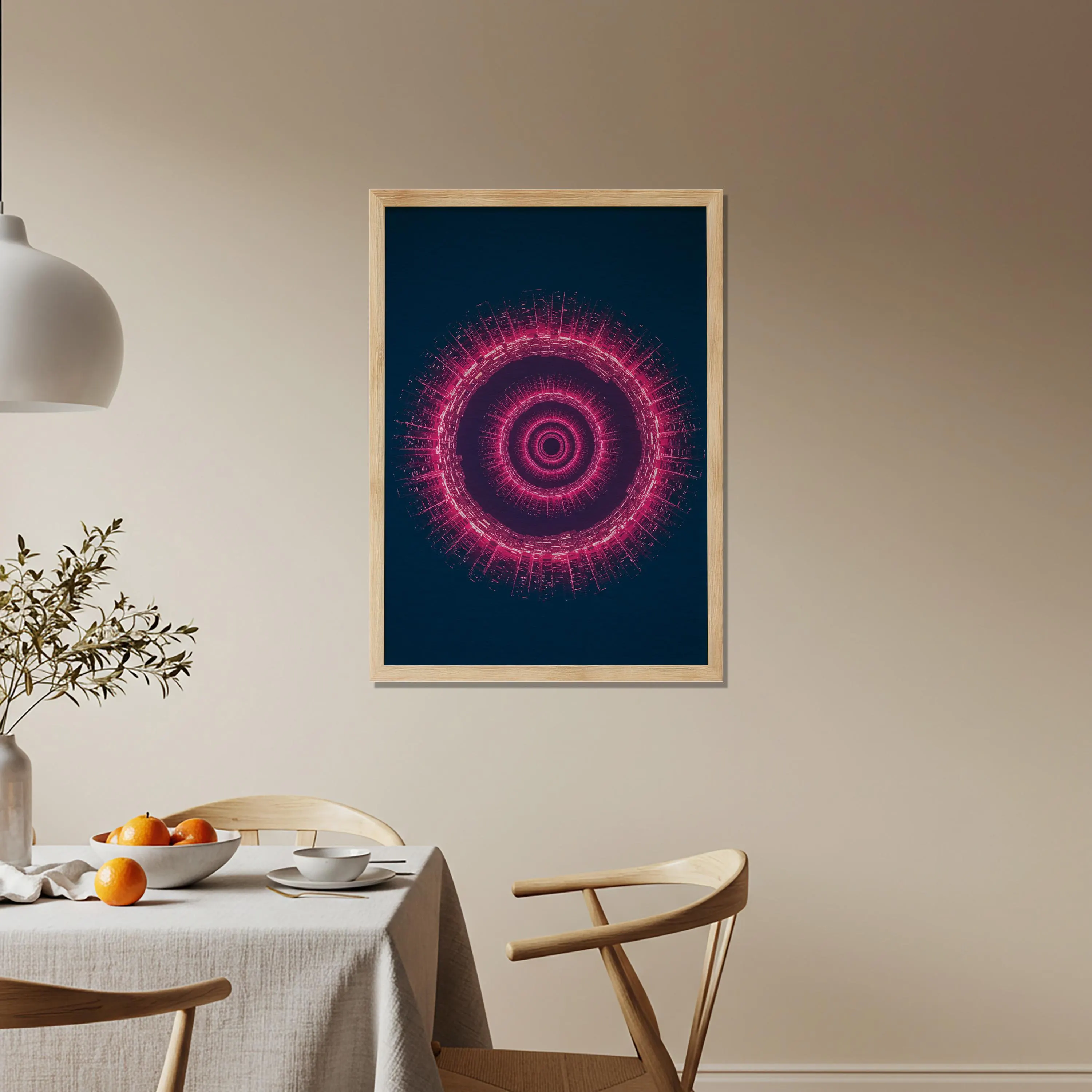 Abstract Energy Wave Wall Art in Neon Pink | Futuristic Circular Poster | Modern Geometric Artwork Living Room Office Balcony Gift - image 4