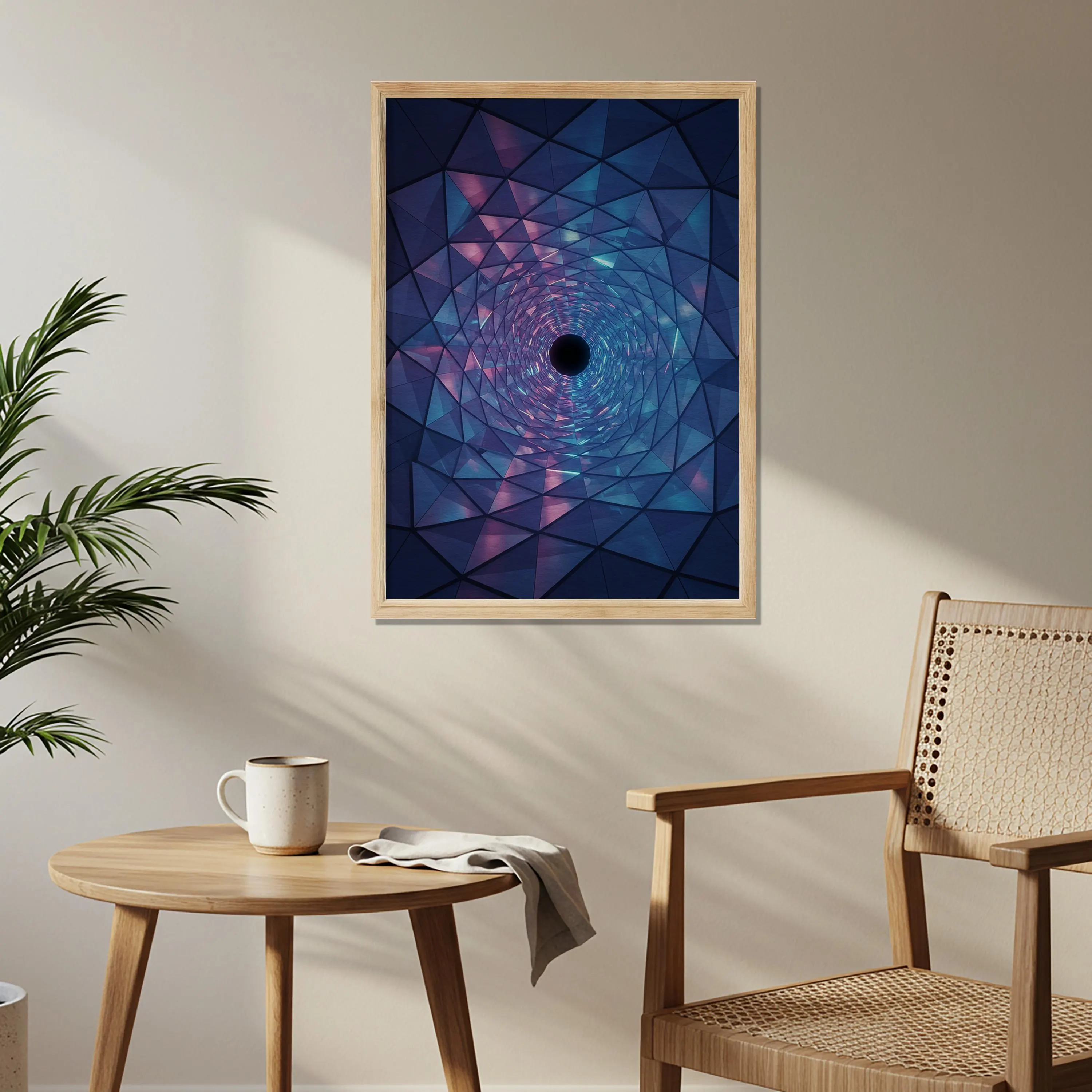 Geometric Tunnel Wall Art in Purple Blue | Futuristic Abstract Poster | Cosmic Vortex Artwork Living Room Office Balcony Gift - image 5