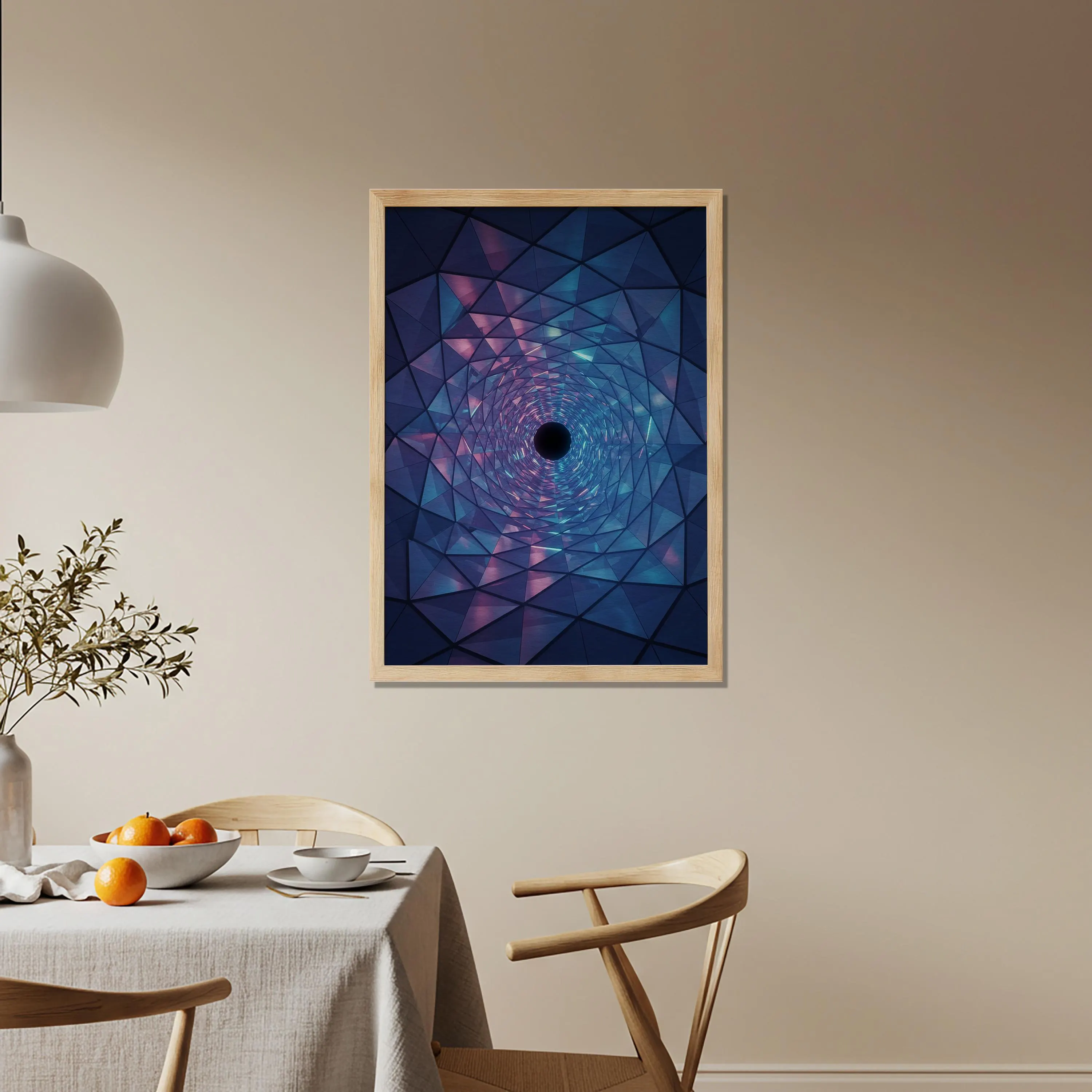 Geometric Tunnel Wall Art in Purple Blue | Futuristic Abstract Poster | Cosmic Vortex Artwork Living Room Office Balcony Gift - image 4