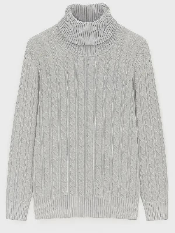 New MEN'S Cable Knit Ribbed Turtleneck Sweater Long Sleeve Winter Polo Neck Jumper - image 4