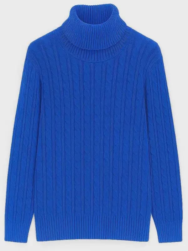 New MEN'S Cable Knit Ribbed Turtleneck Sweater Long Sleeve Winter Polo Neck Jumper - image 2